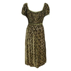 Roberto Cavalli F/W 1997 Olive And Black Velvet Devoré Midi Dress