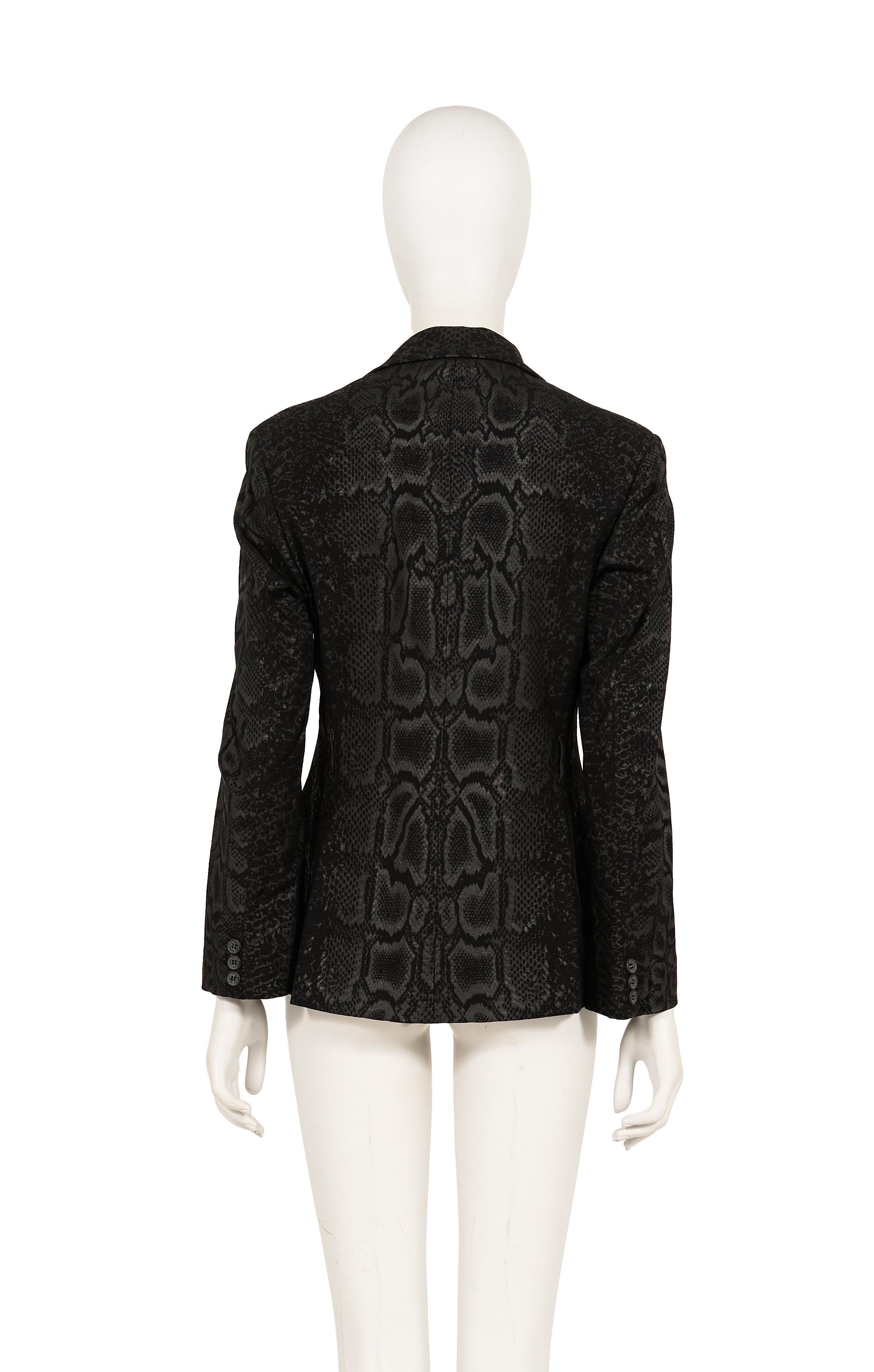 Roberto Cavalli F/W 1998 black Snakeskin reflective print blazer In Excellent Condition For Sale In Rome, IT