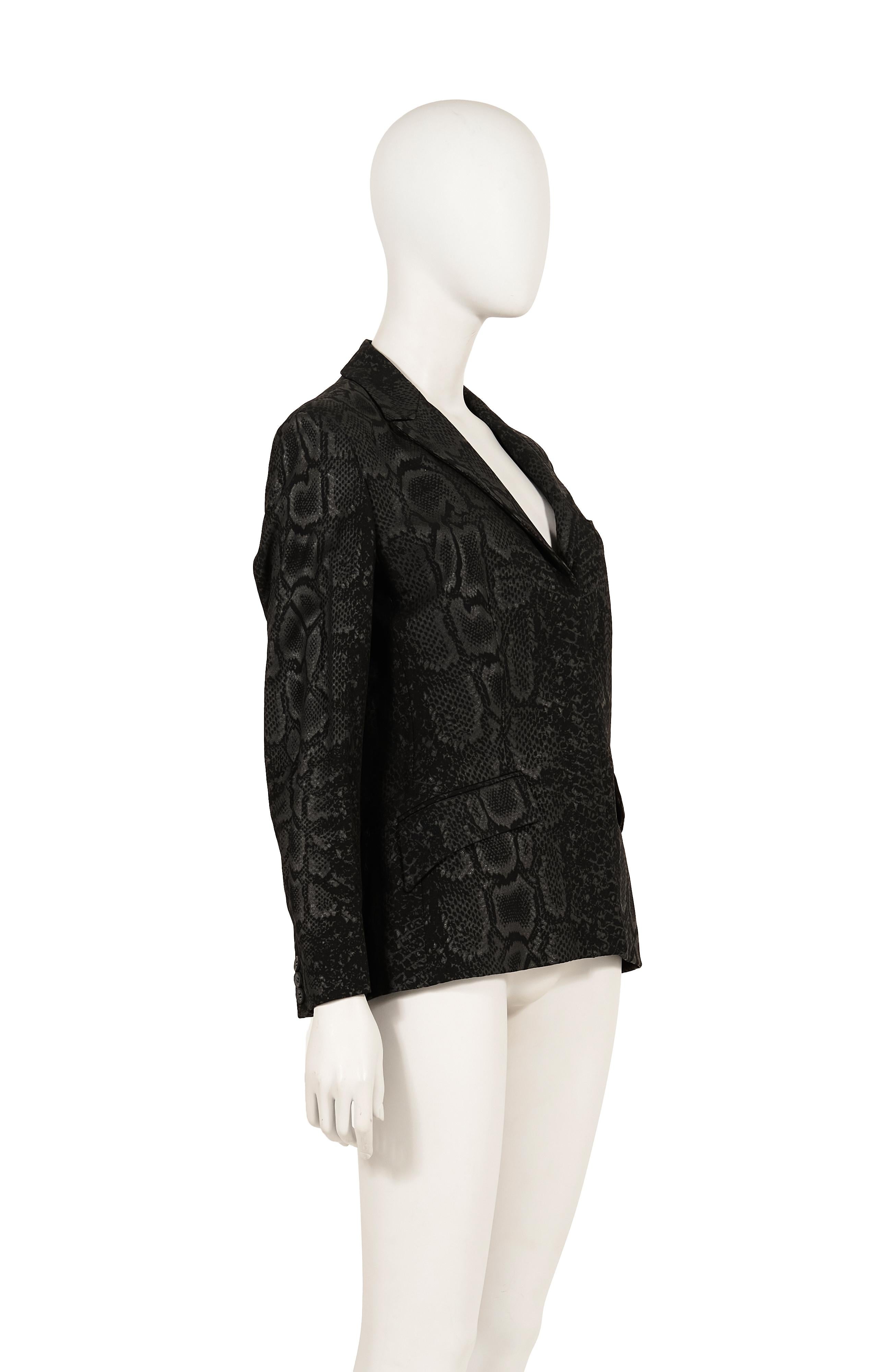 Women's Roberto Cavalli F/W 1998 black Snakeskin reflective print blazer For Sale