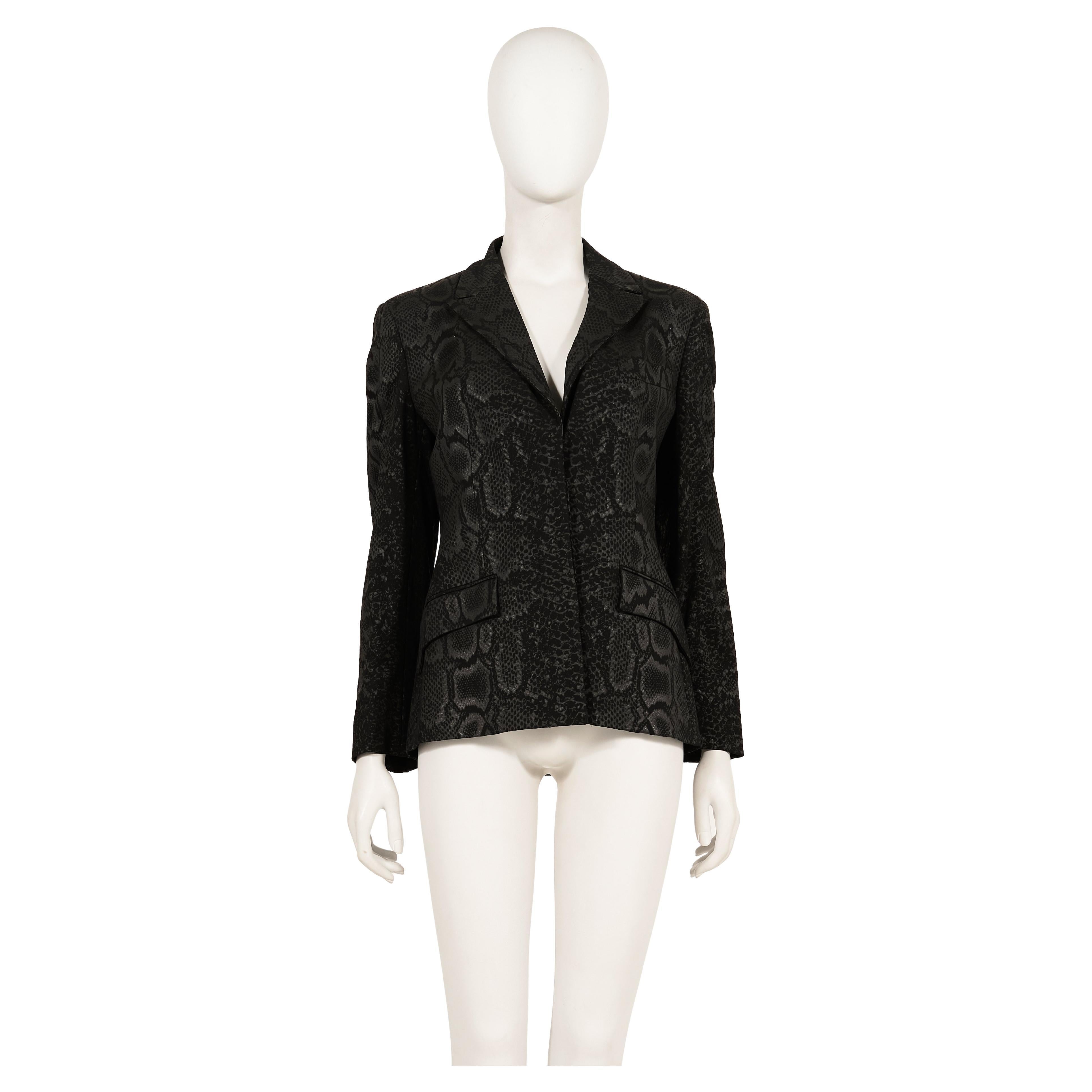 Roberto Cavalli F/W 1998 black Snakeskin reflective print blazer For Sale