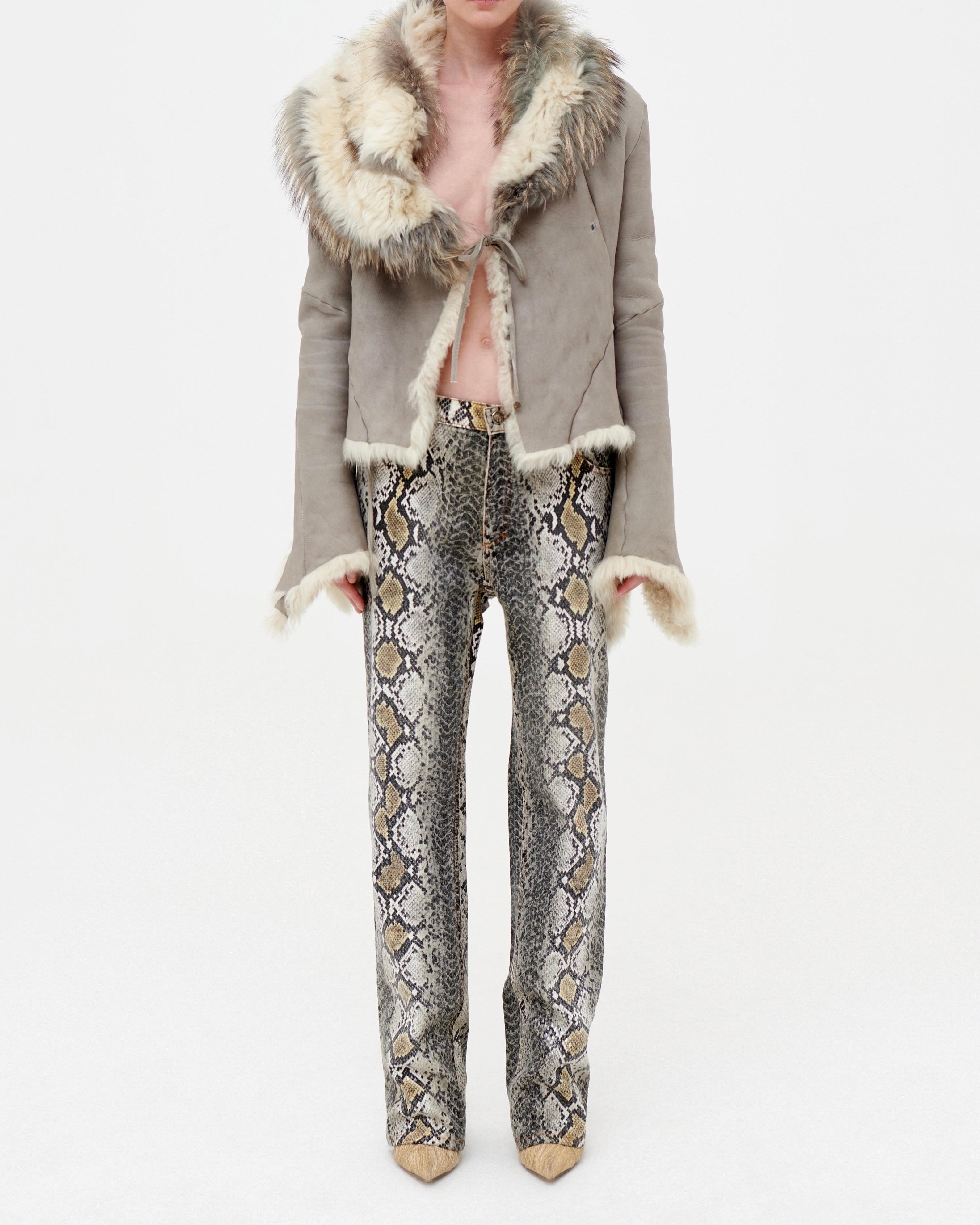 Gray Roberto Cavalli F/W 1998 python print jeans For Sale
