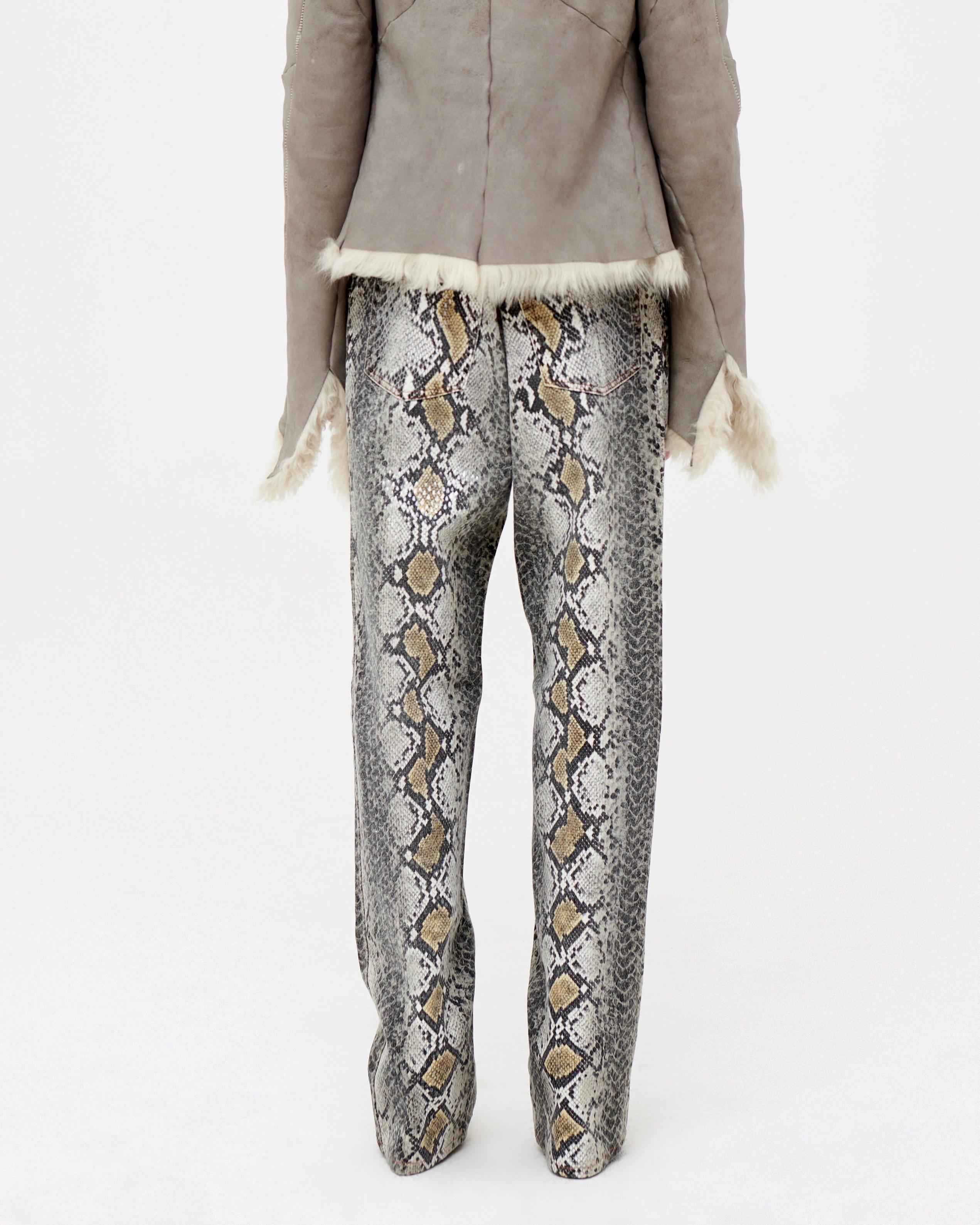 Women's or Men's Roberto Cavalli F/W 1998 python print jeans For Sale
