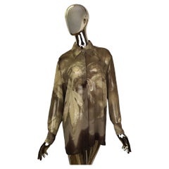 Roberto Cavalli F/W 1999 green cannabis leaves print silk shirt