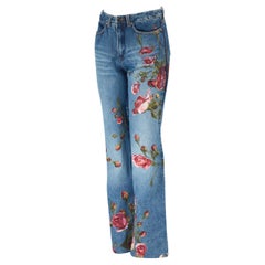 Roberto Cavalli F/W 1999 Pink Floral Blue Jeans
