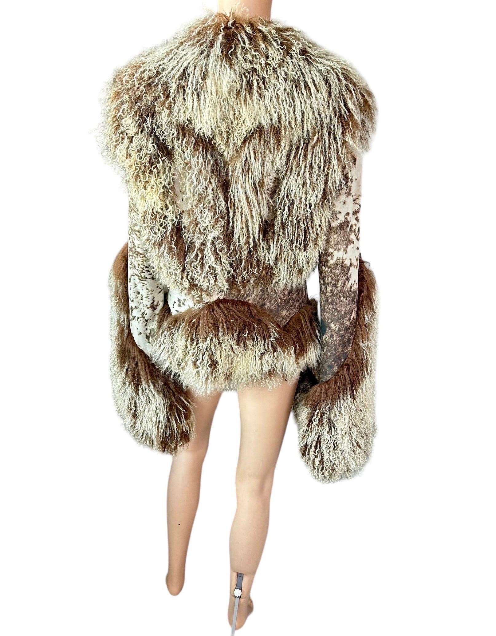 Roberto Cavalli F/W 1999 Runway Shearling Leather & Fur Jacket Coat 2