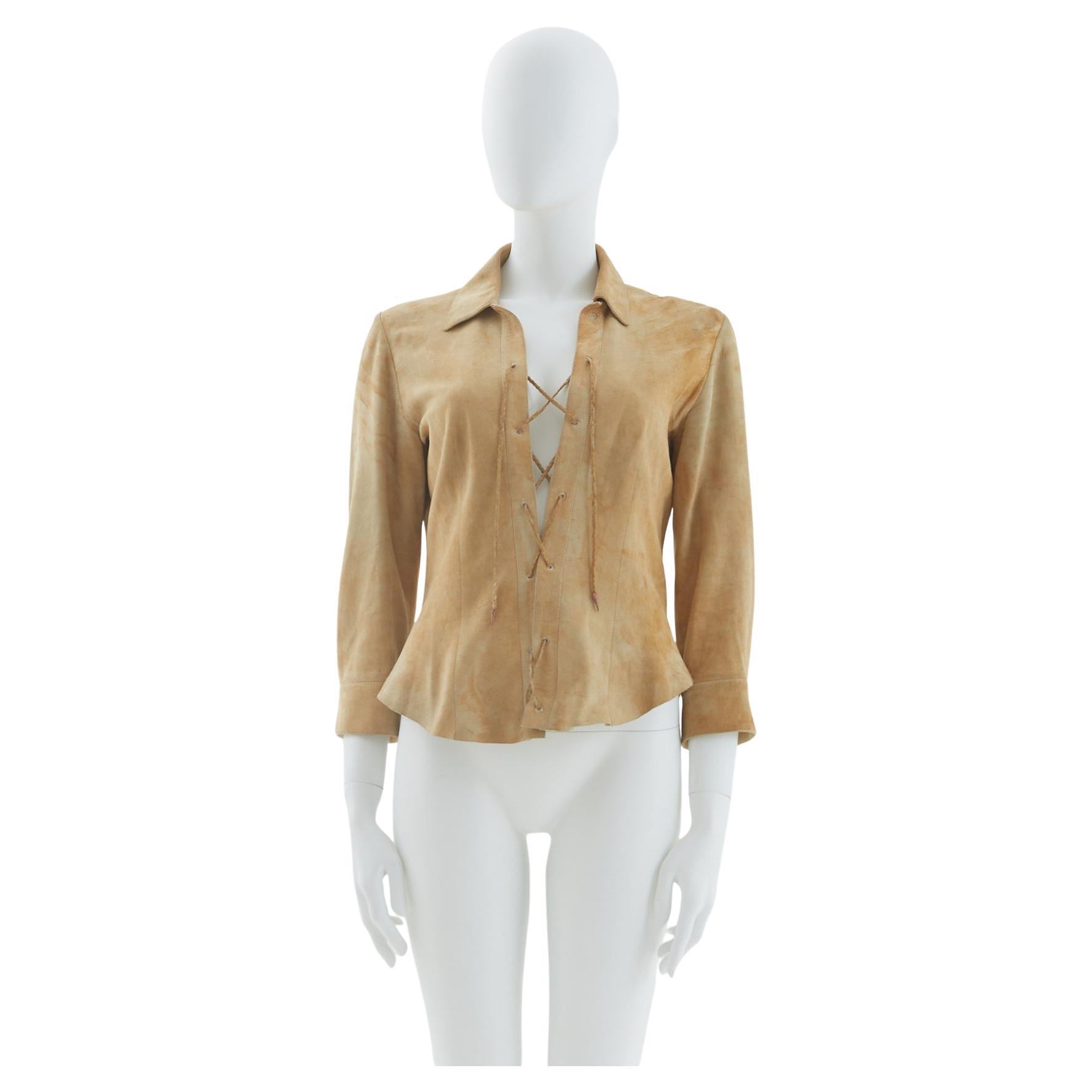 Roberto Cavalli F/W 1999 Tan suede top  For Sale