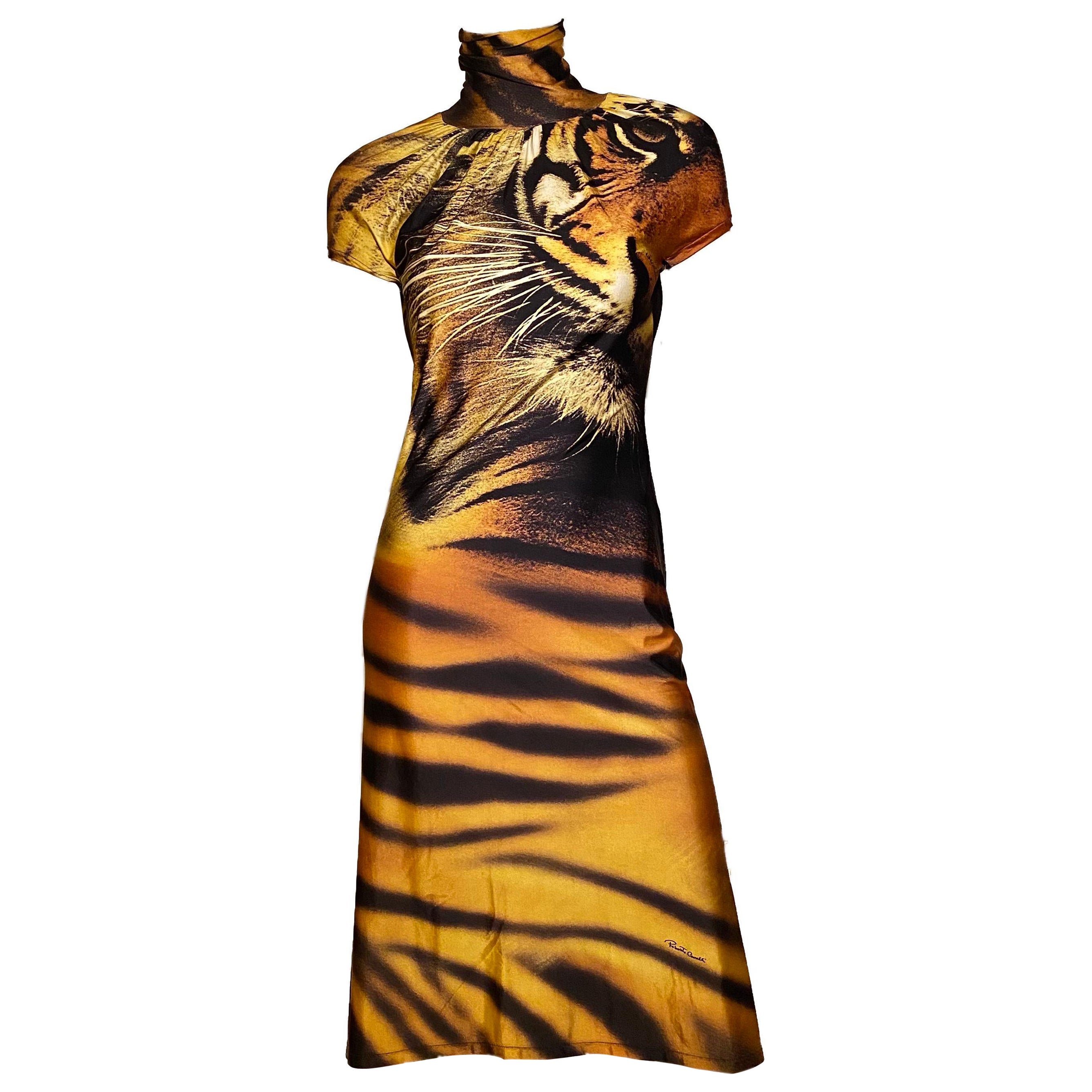 Roberto Cavalli - Robe à découpes et imprimé tigre, automne-hiver 2000