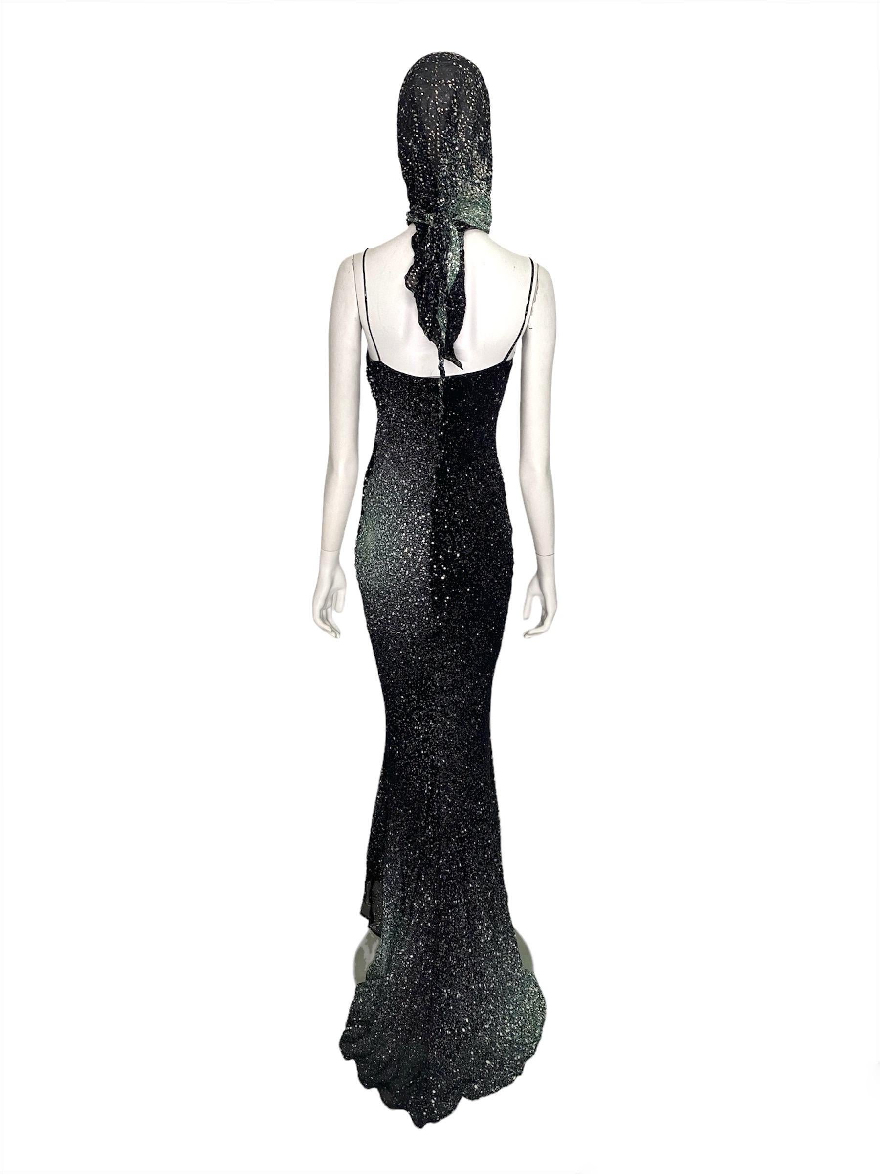 Women's Roberto Cavalli F/W 2000 Swarovski crystal Galaxy print silk gown For Sale