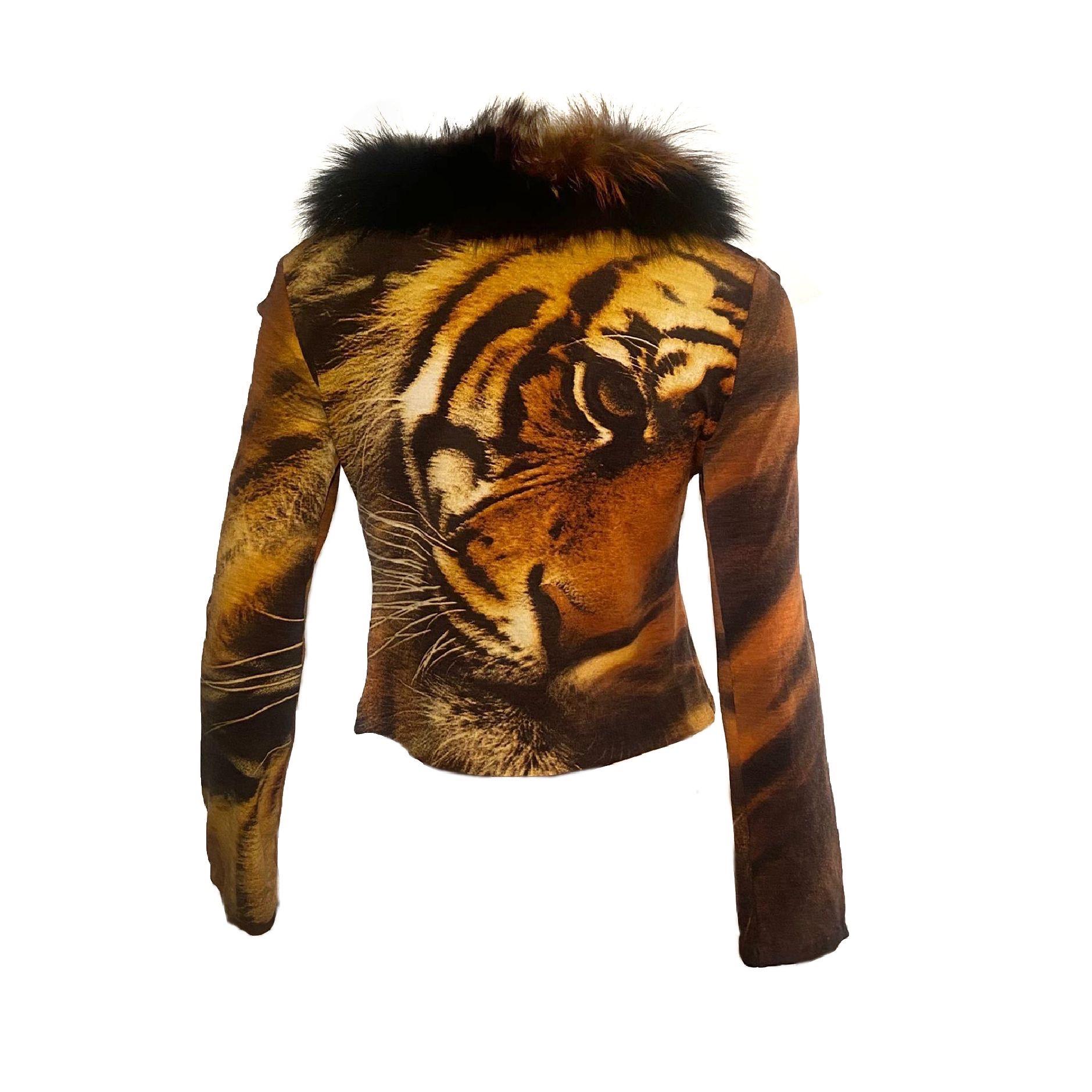 Brown Roberto Cavalli F/W 2000 Tiger Fur Cardigan