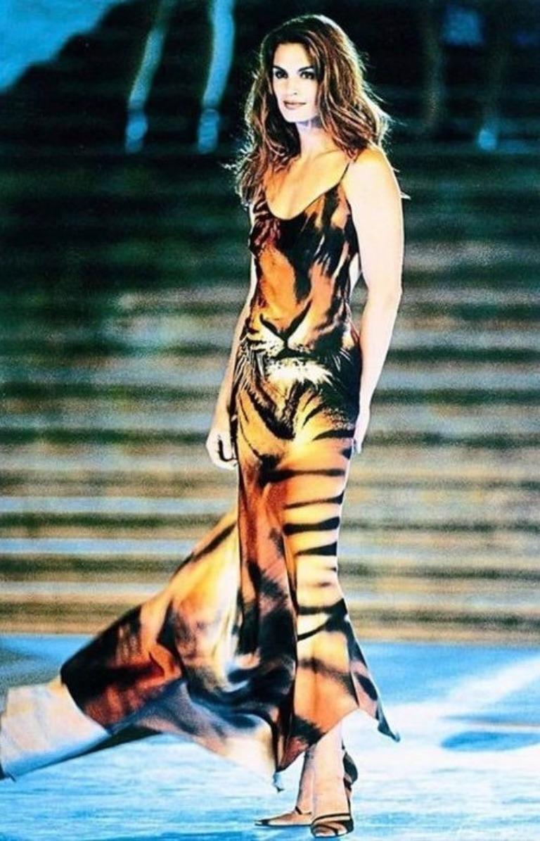 Brown Roberto Cavalli F/W 2000 Tiger Print Runway Dress