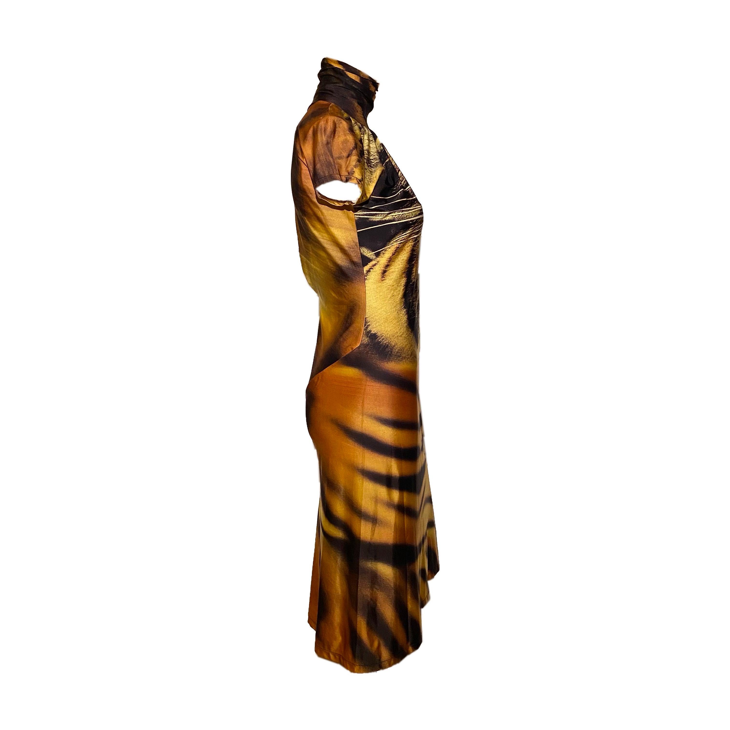 Women's Roberto Cavalli F/W 2000 Cut-out Tiger print Dress