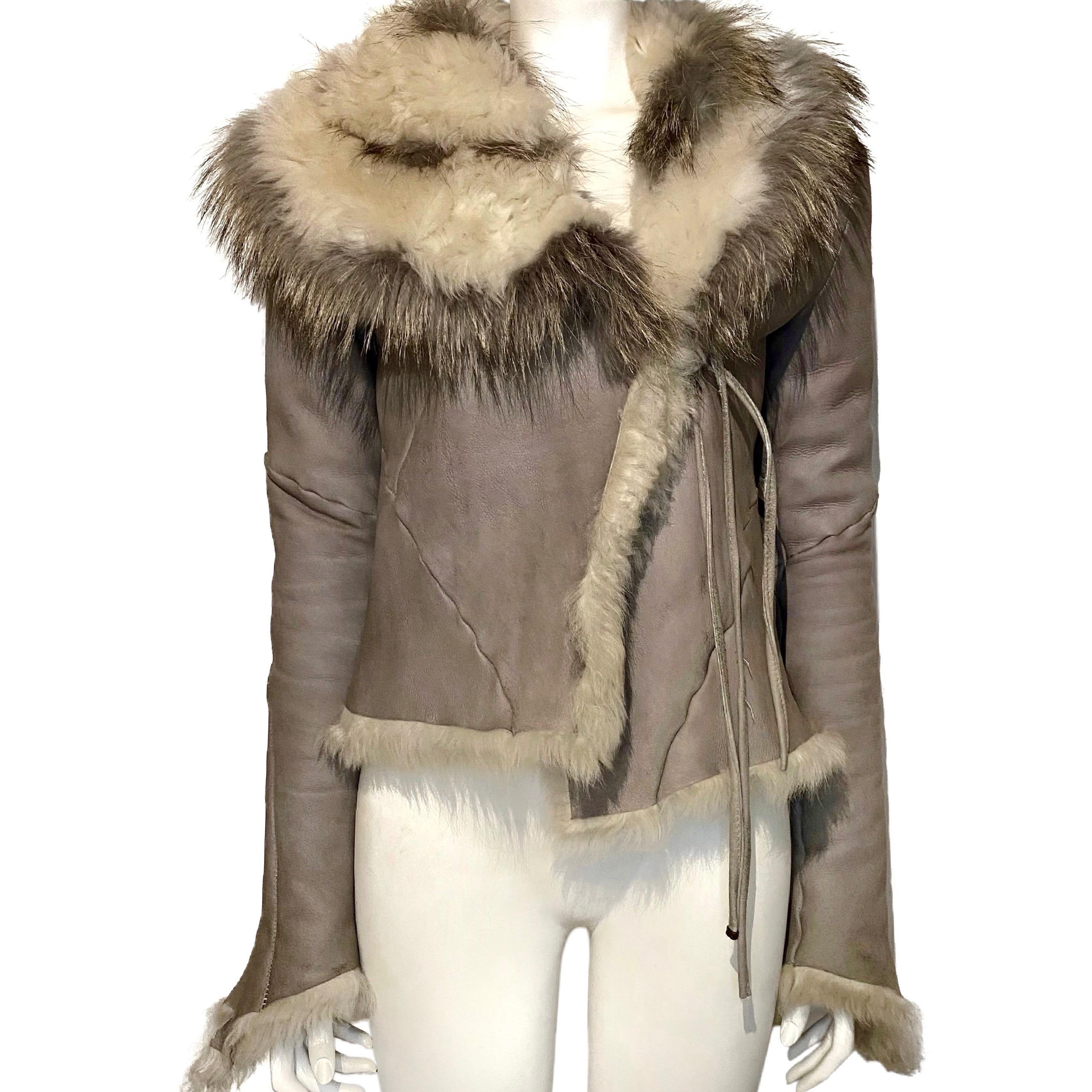 Roberto Cavalli F/W 2001 Asymmetric Shearling Fur Jacket