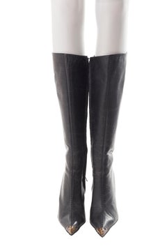 Roberto Cavalli F/W 2001 black distressed leather boots