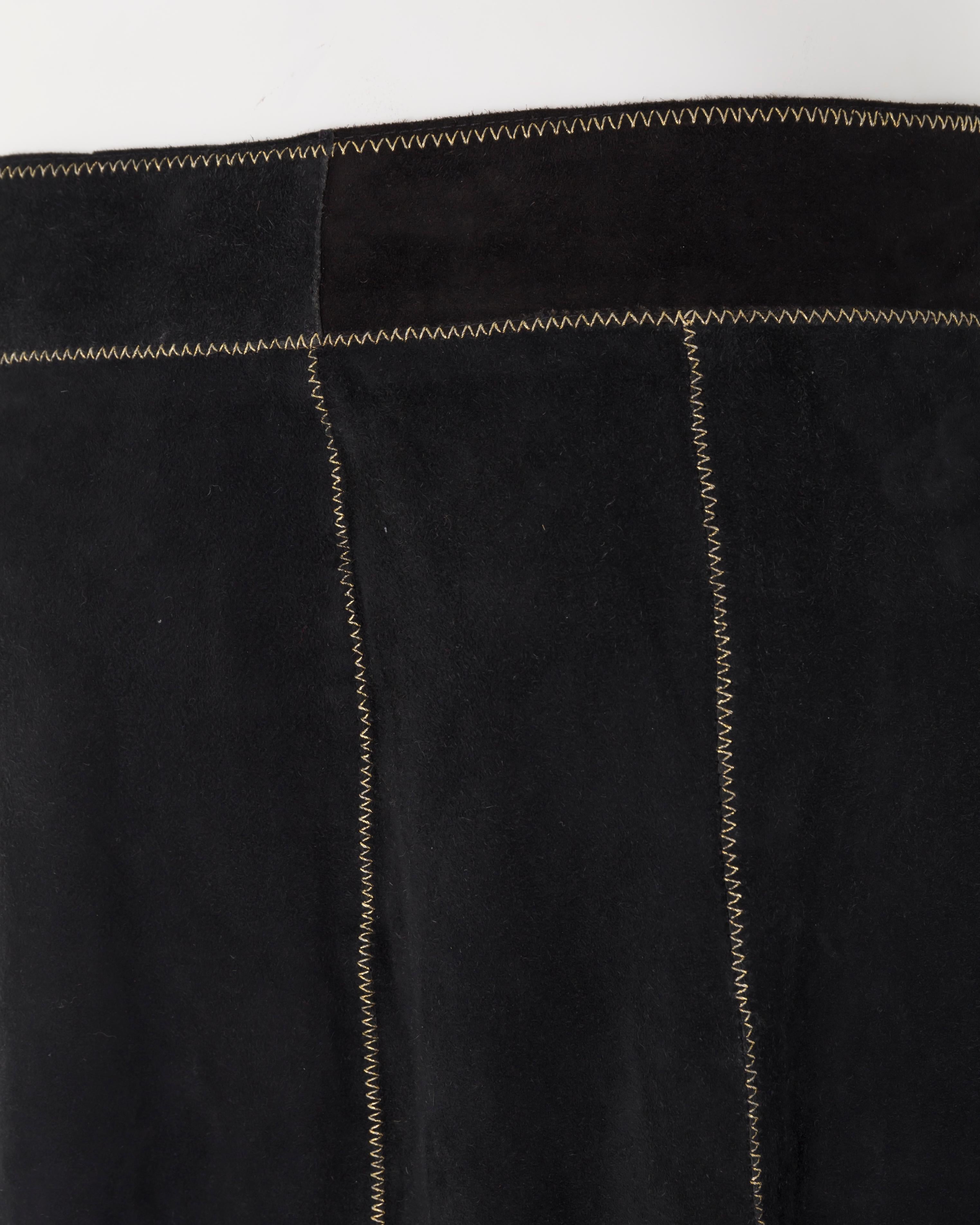 Roberto Cavalli F/W 1999 black suede laser-cut maxi skirt For Sale 1