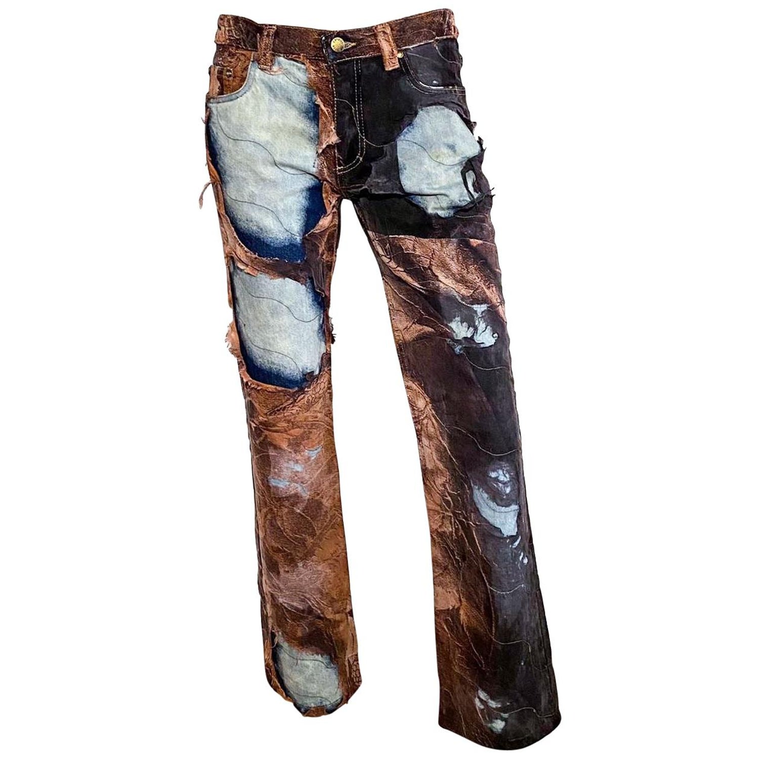 Roberto Cavalli F/W 2001 Distressed Tapestry Print Jeans For Sale at  1stDibs | roberto cavalli jeans, roberto cavali jeans
