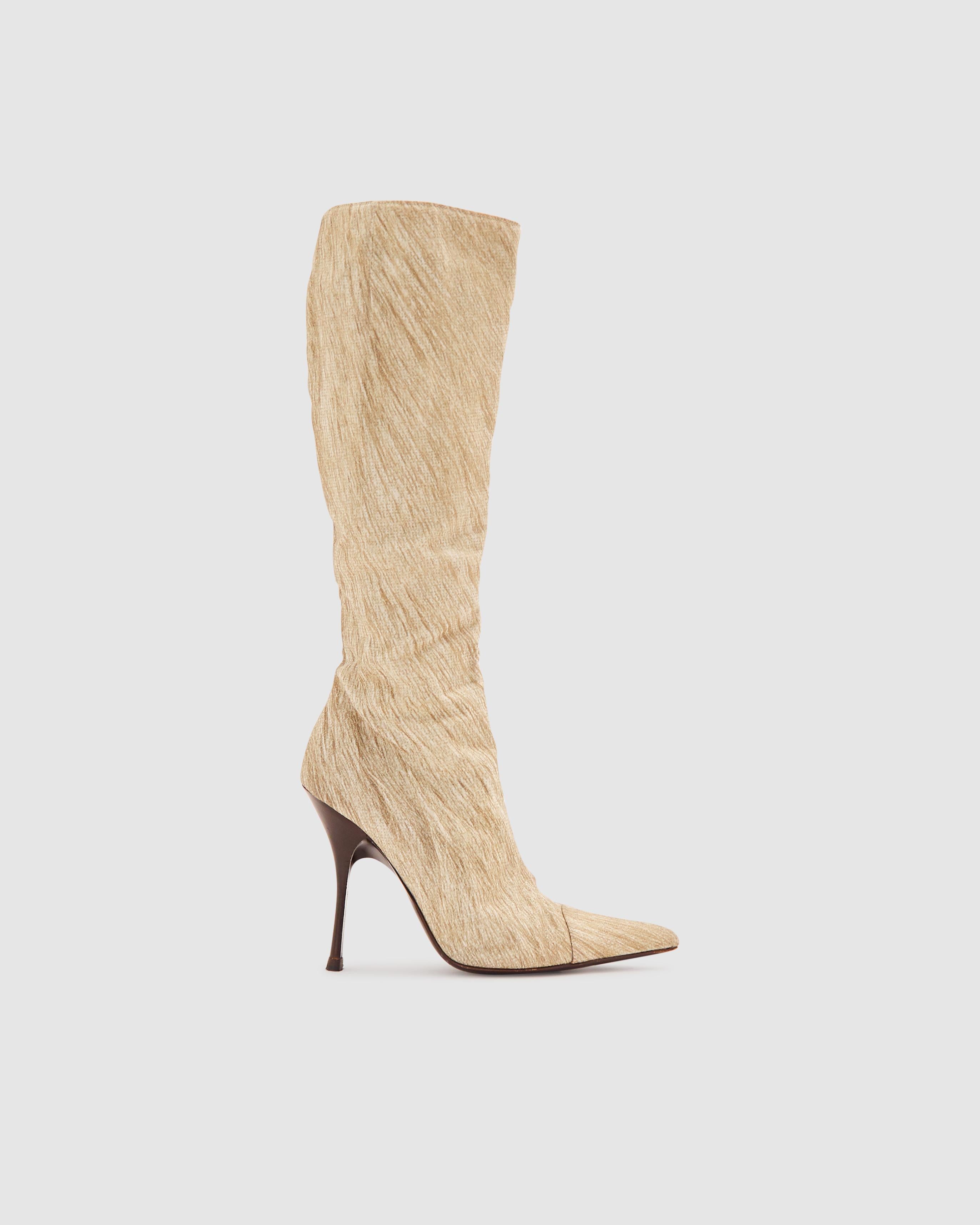 Women's Roberto Cavalli F/W 2001 glitter fur print boots