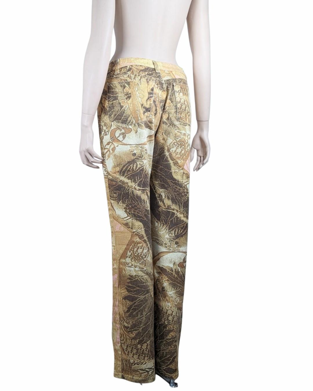 Roberto Cavalli F/W 2001 Gold Leaf Jeans In Excellent Condition For Sale In GOUVIEUX, FR