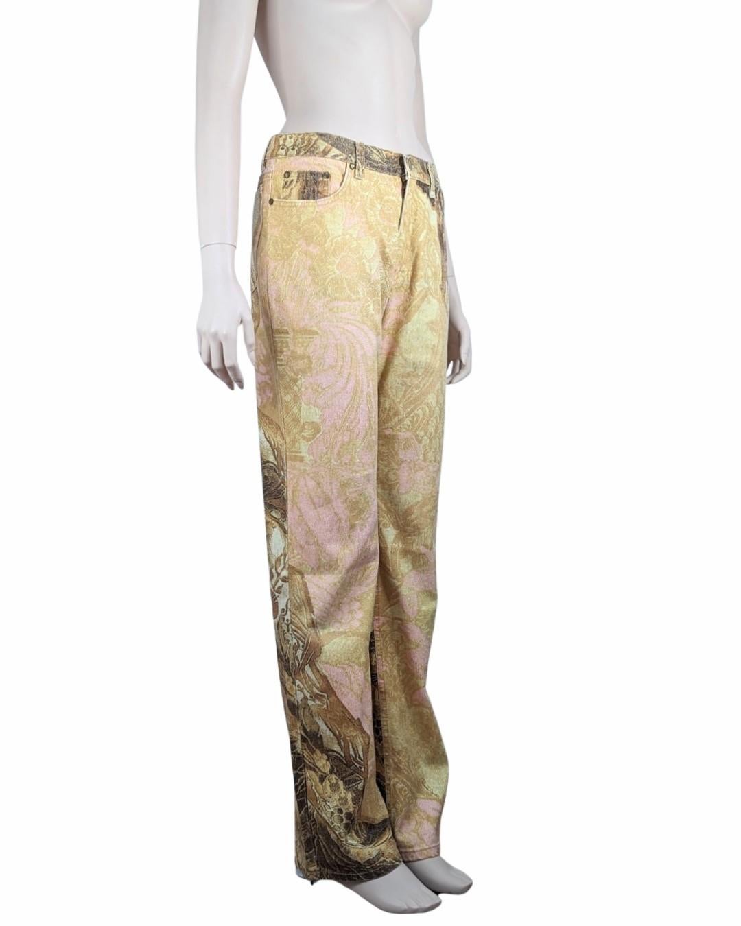 Roberto Cavalli F/W 2001 Gold Leaf Jeans For Sale 1