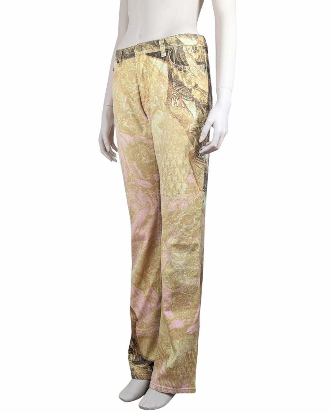 Roberto Cavalli F/W 2001 Gold Leaf Jeans For Sale 2