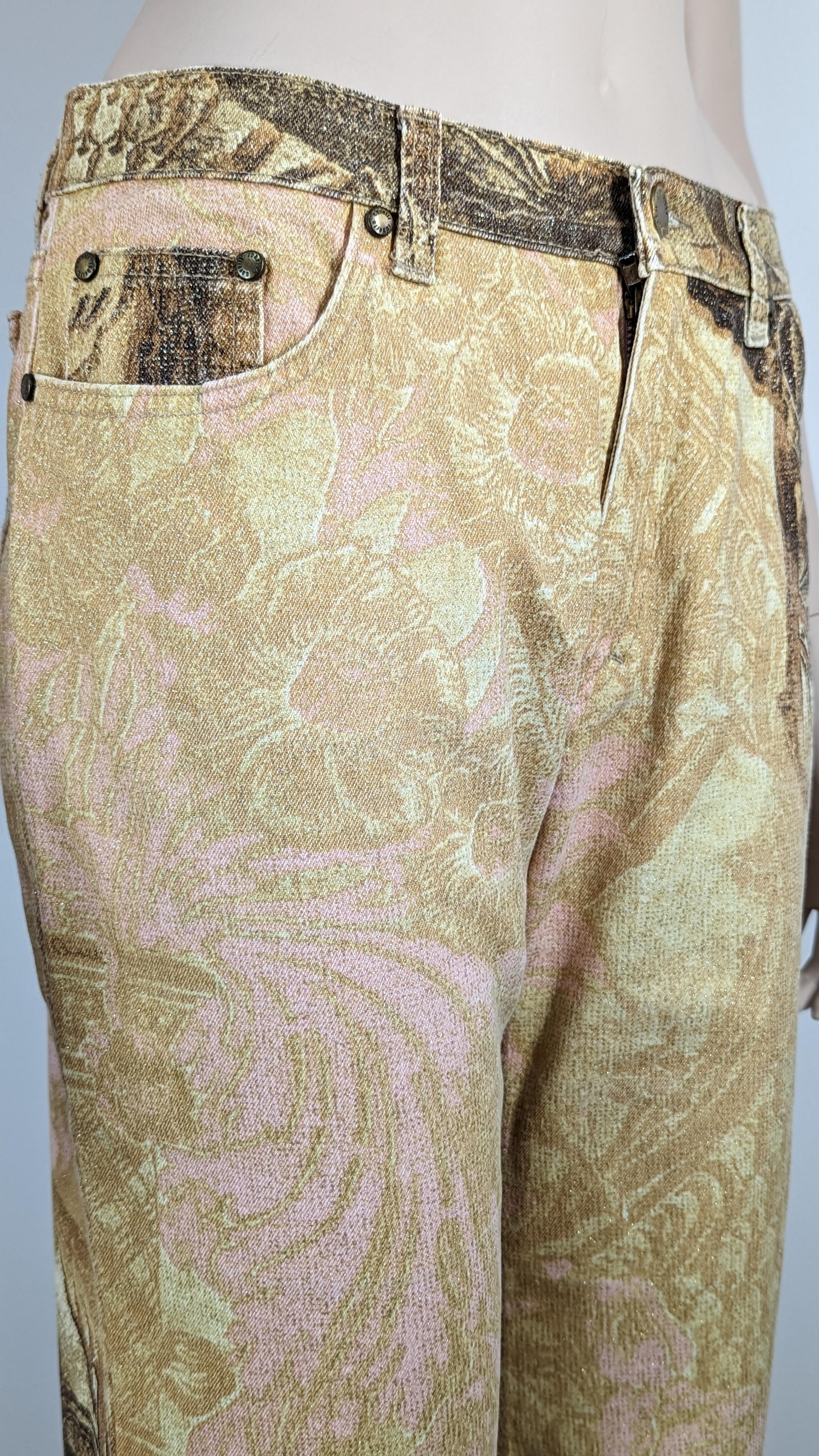 Roberto Cavalli F/W 2001 Gold Leaf Jeans For Sale 3