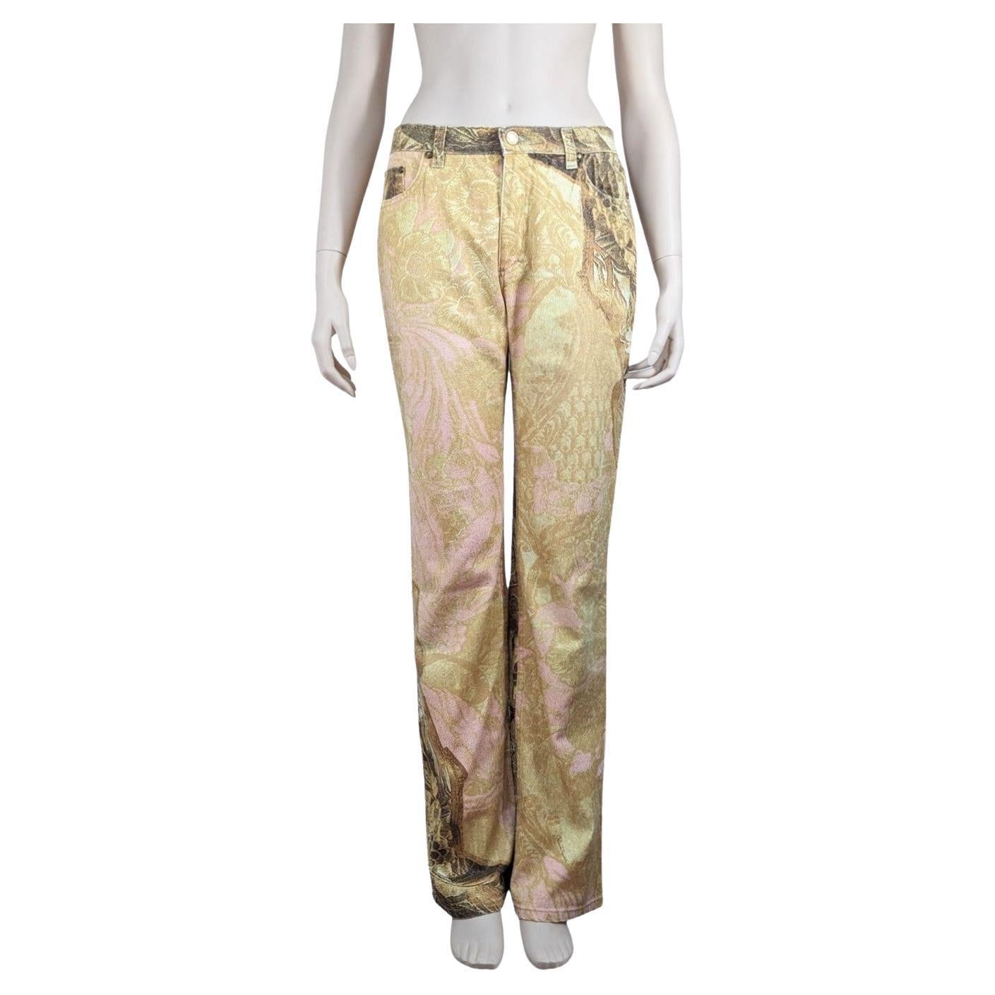 Roberto Cavalli F/W 2001 Gold Leaf Jeans For Sale