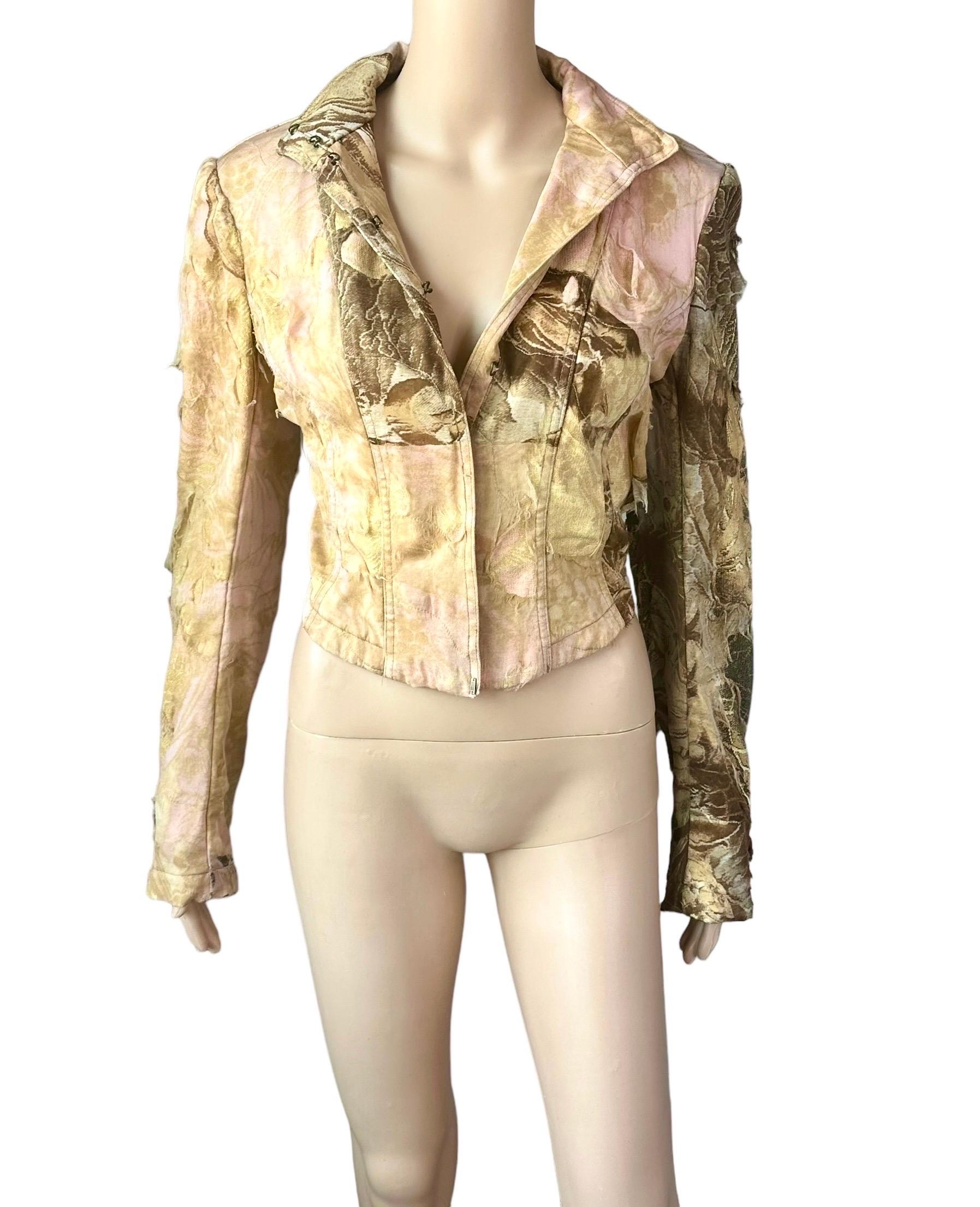Roberto Cavalli - A/I 2001 - Giacca in seta Denim Distressed Coat in vendita 5