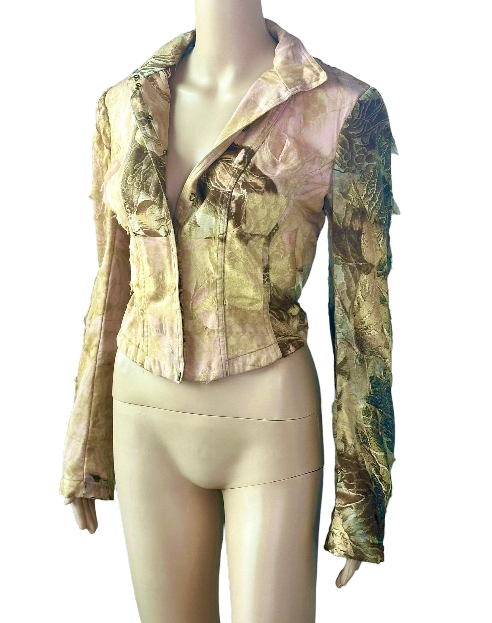 Roberto Cavalli - A/I 2001 - Giacca in seta Denim Distressed Coat in vendita 6