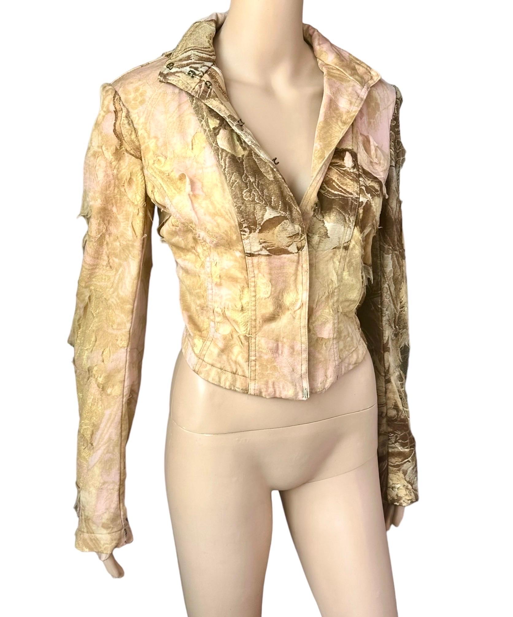 Roberto Cavalli - A/I 2001 - Giacca in seta Denim Distressed Coat in vendita 7