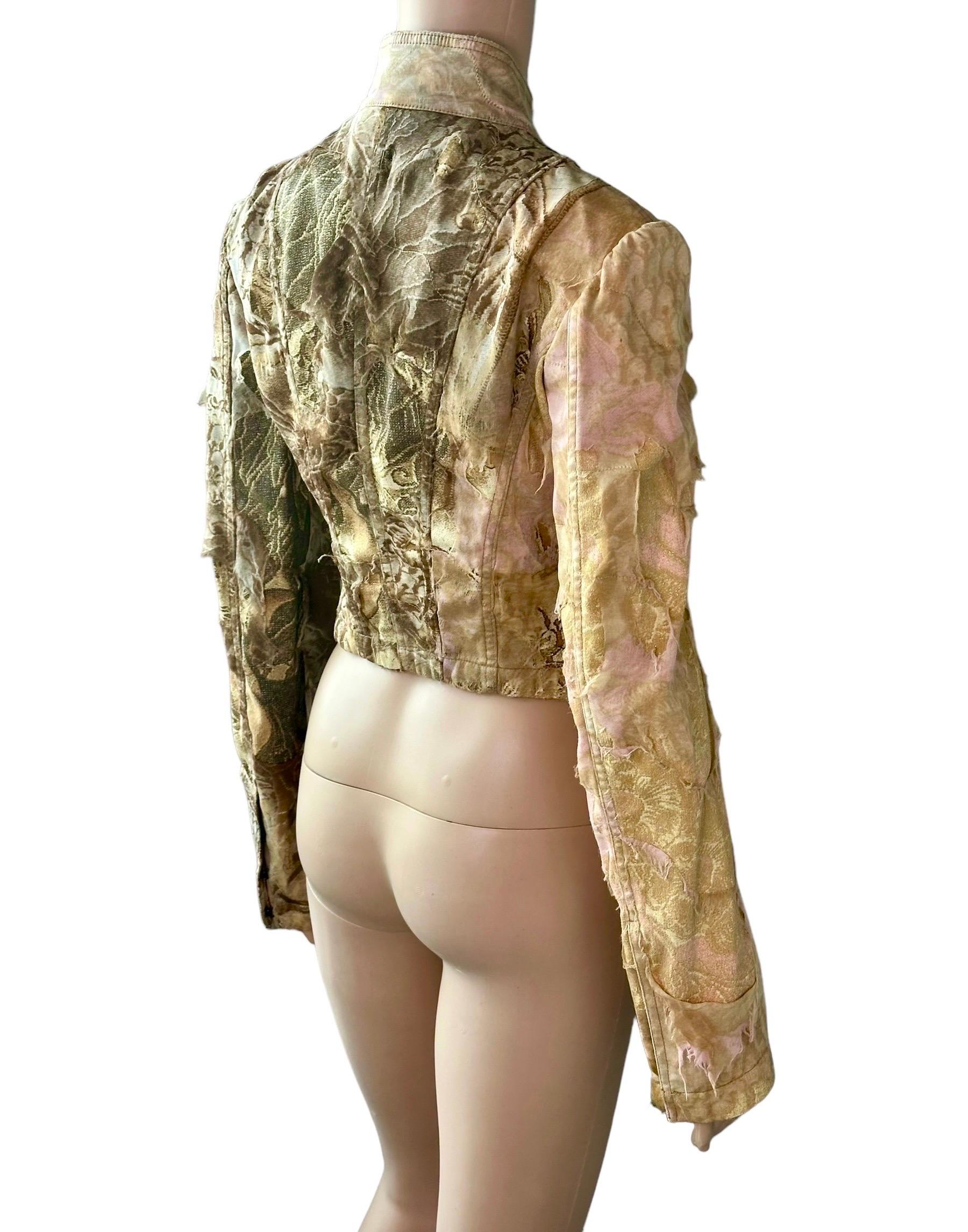 Roberto Cavalli - A/I 2001 - Giacca in seta Denim Distressed Coat in vendita 8