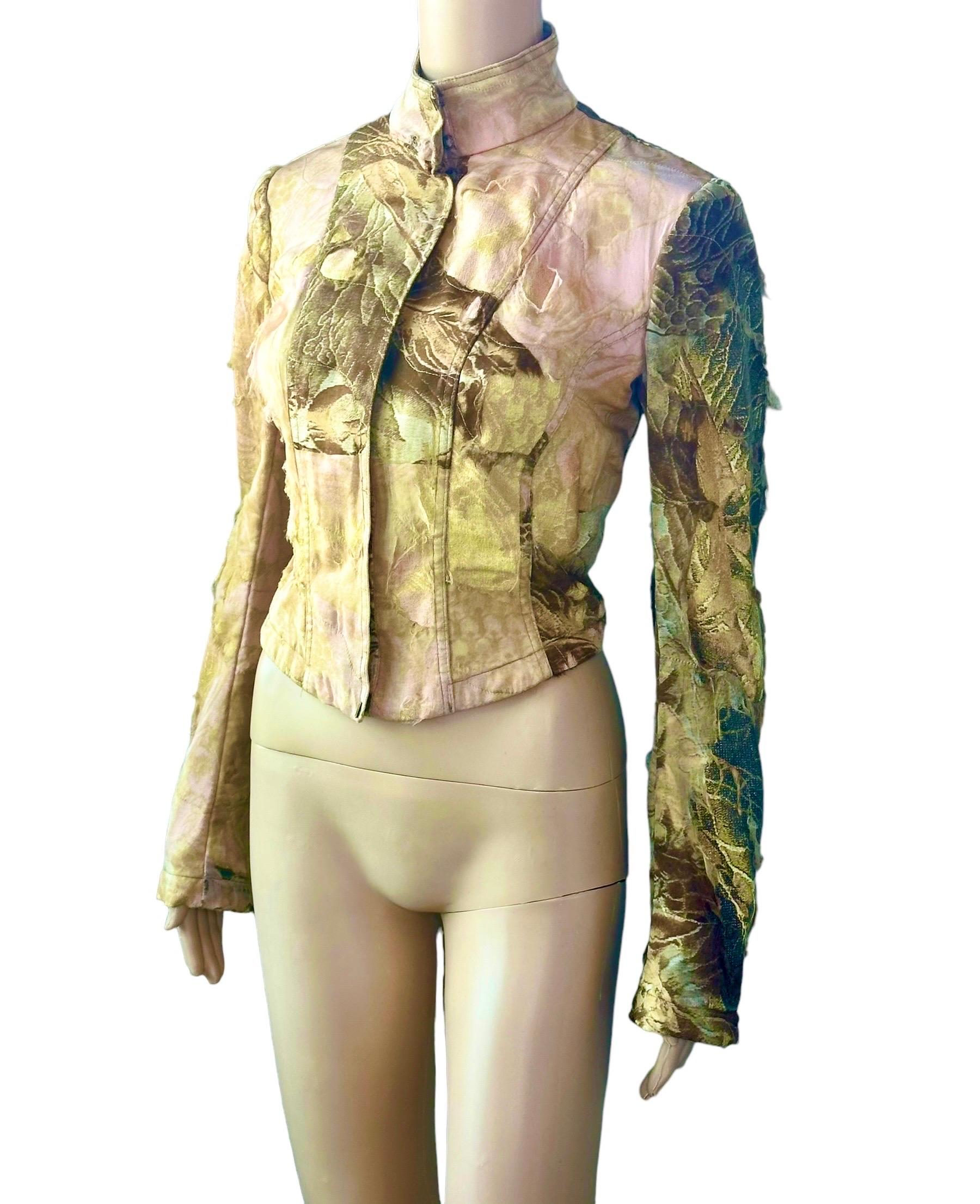 Roberto Cavalli - A/I 2001 - Giacca in seta Denim Distressed Coat In condizioni ottime in vendita a Naples, FL