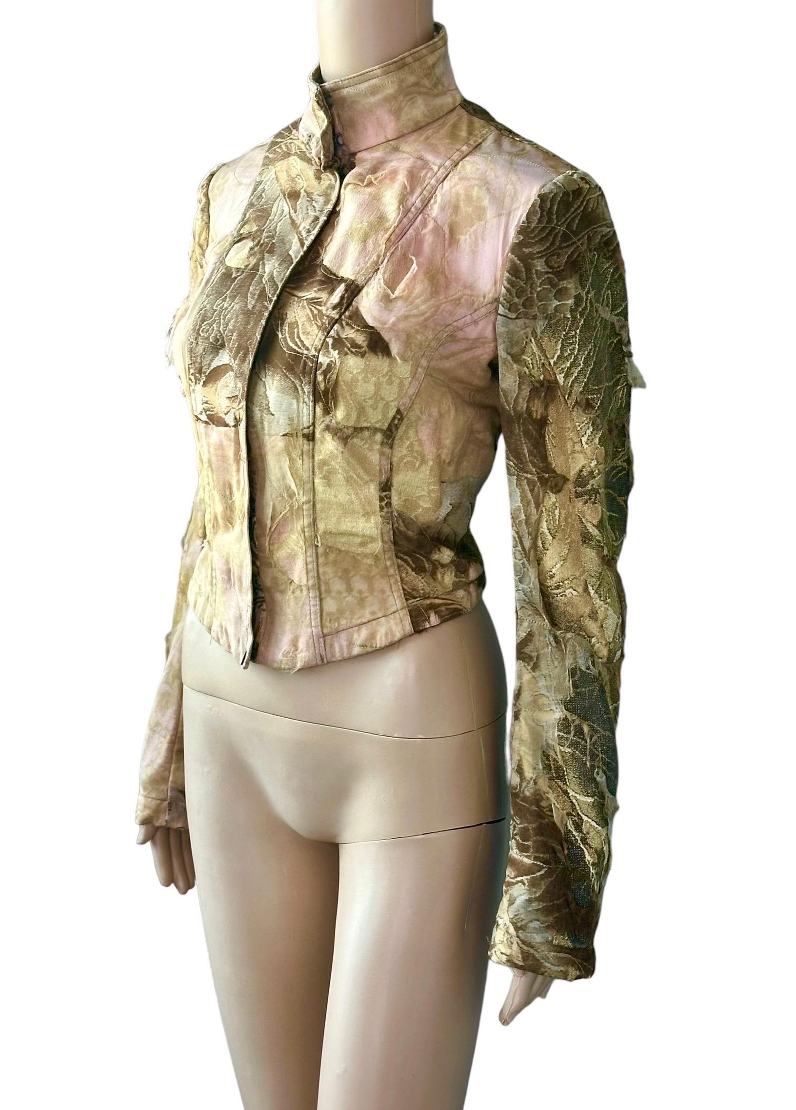 Roberto Cavalli - A/I 2001 - Giacca in seta Denim Distressed Coat in vendita 1