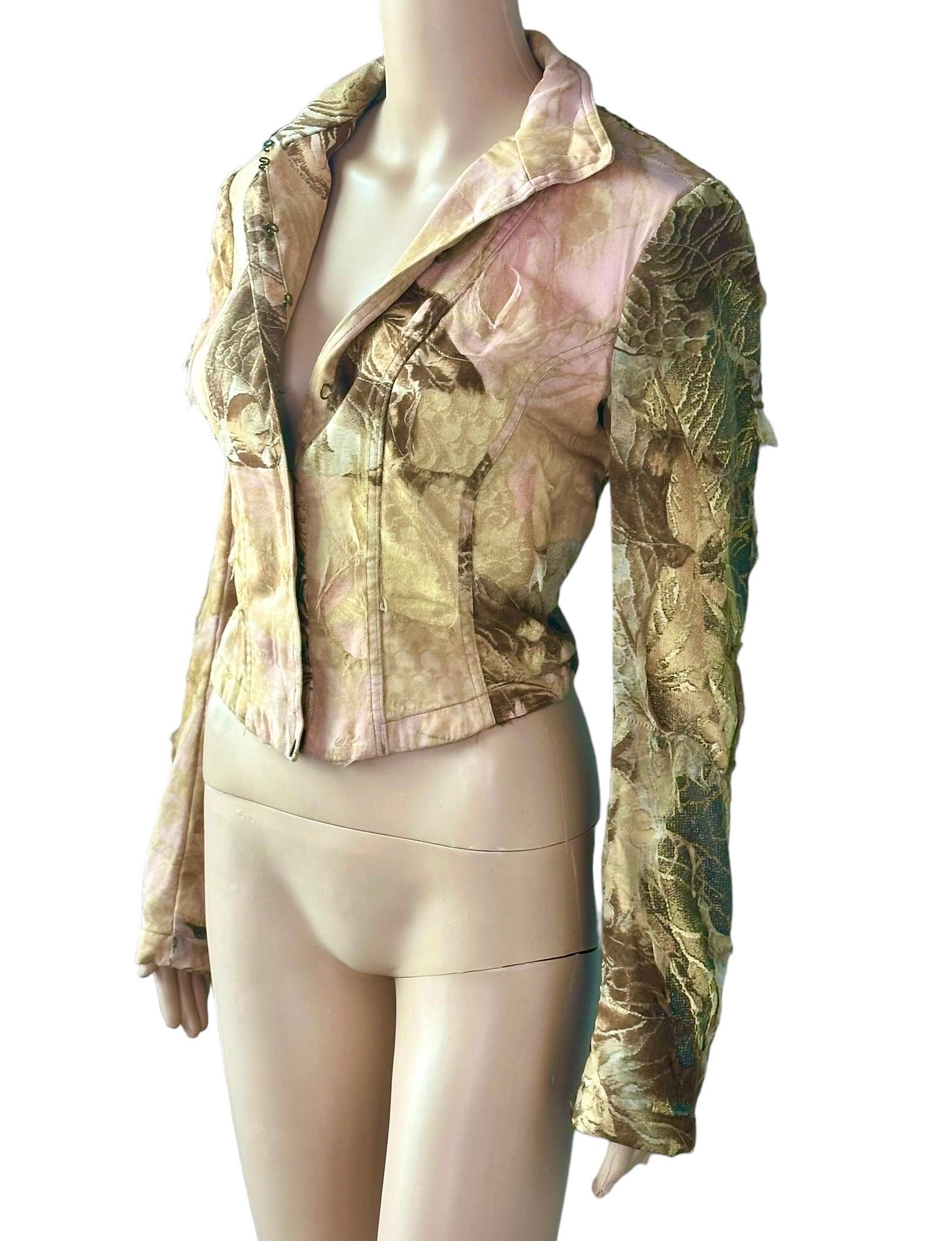 Roberto Cavalli - A/I 2001 - Giacca in seta Denim Distressed Coat in vendita 2