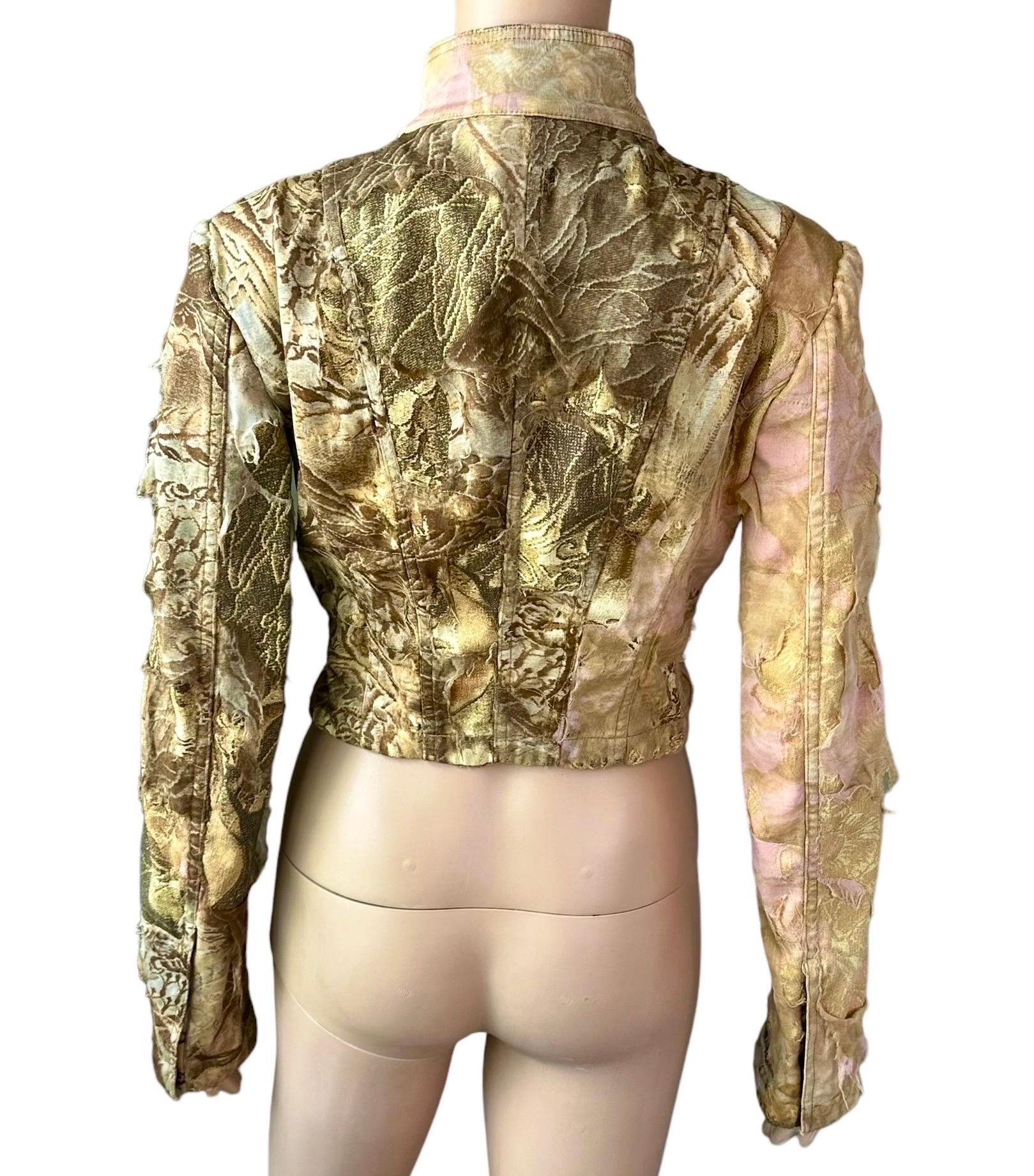 Roberto Cavalli - A/I 2001 - Giacca in seta Denim Distressed Coat in vendita 3