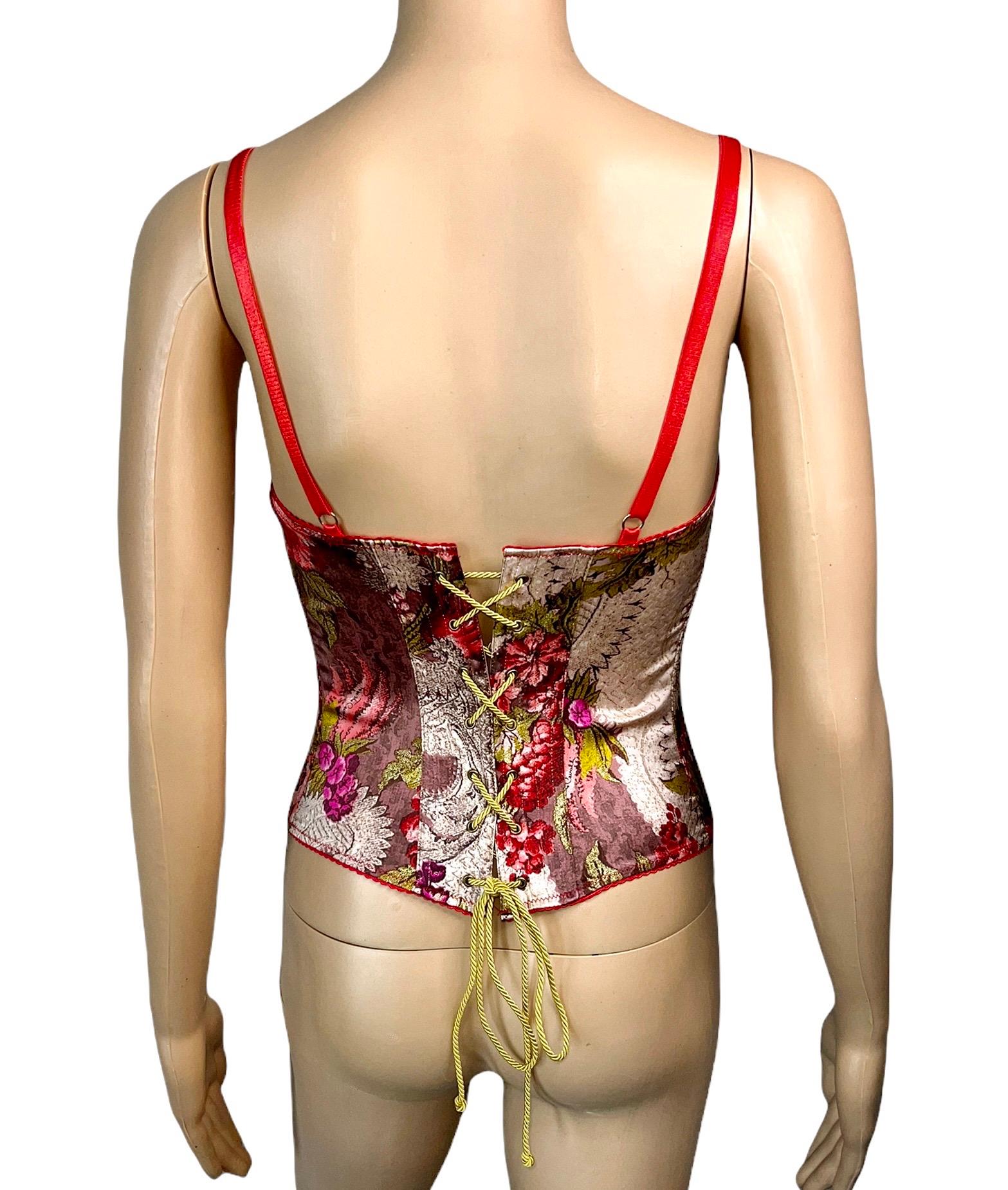 Roberto Cavalli F/W 2001 Unworn Bustier Corset Floral Print Top In New Condition For Sale In Naples, FL