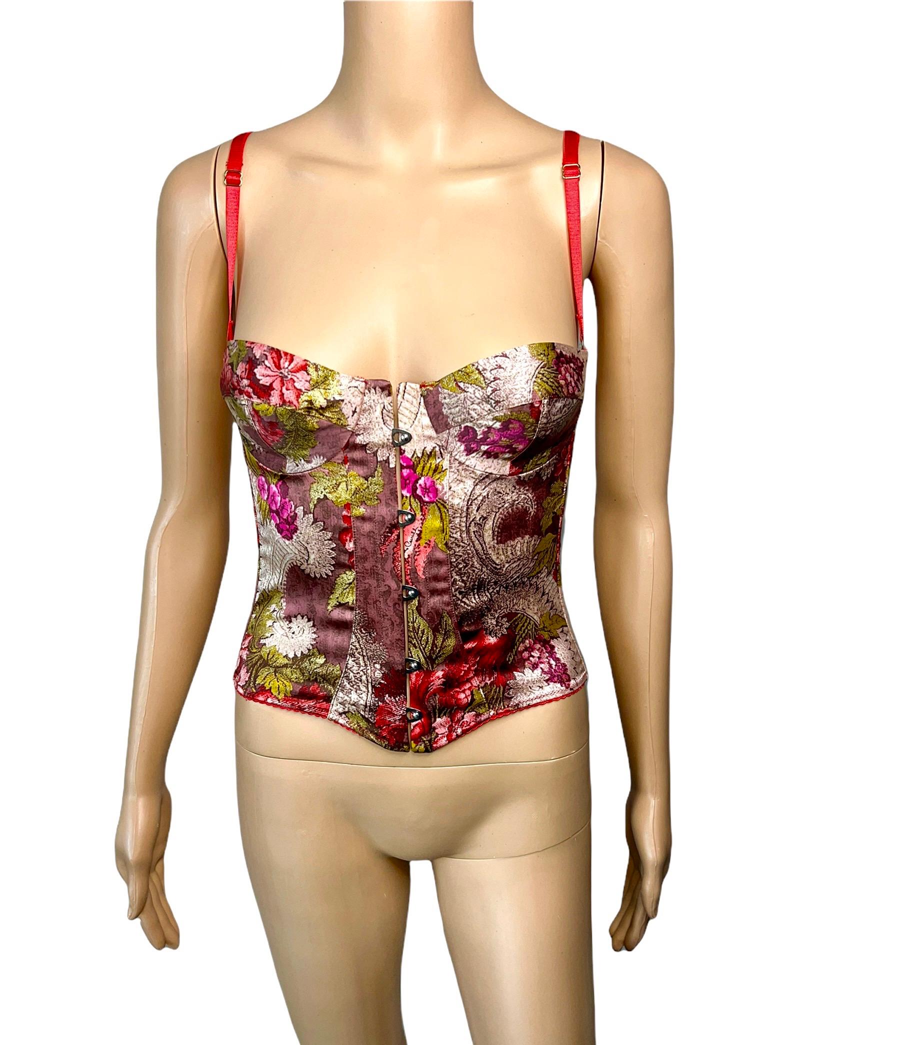 Roberto Cavalli F/W 2001 Unworn Bustier Corset Floral Print Top For Sale 1