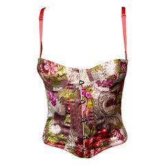 Roberto Cavalli A/I 2001 Top Bustier Corsetto Stampa Floreale Non Indossato