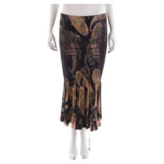 Roberto Cavalli F/W 2002 black and brown paisley godet skirt
