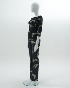 Roberto Cavalli F/W 2002 Black leopards and tigers print pants set