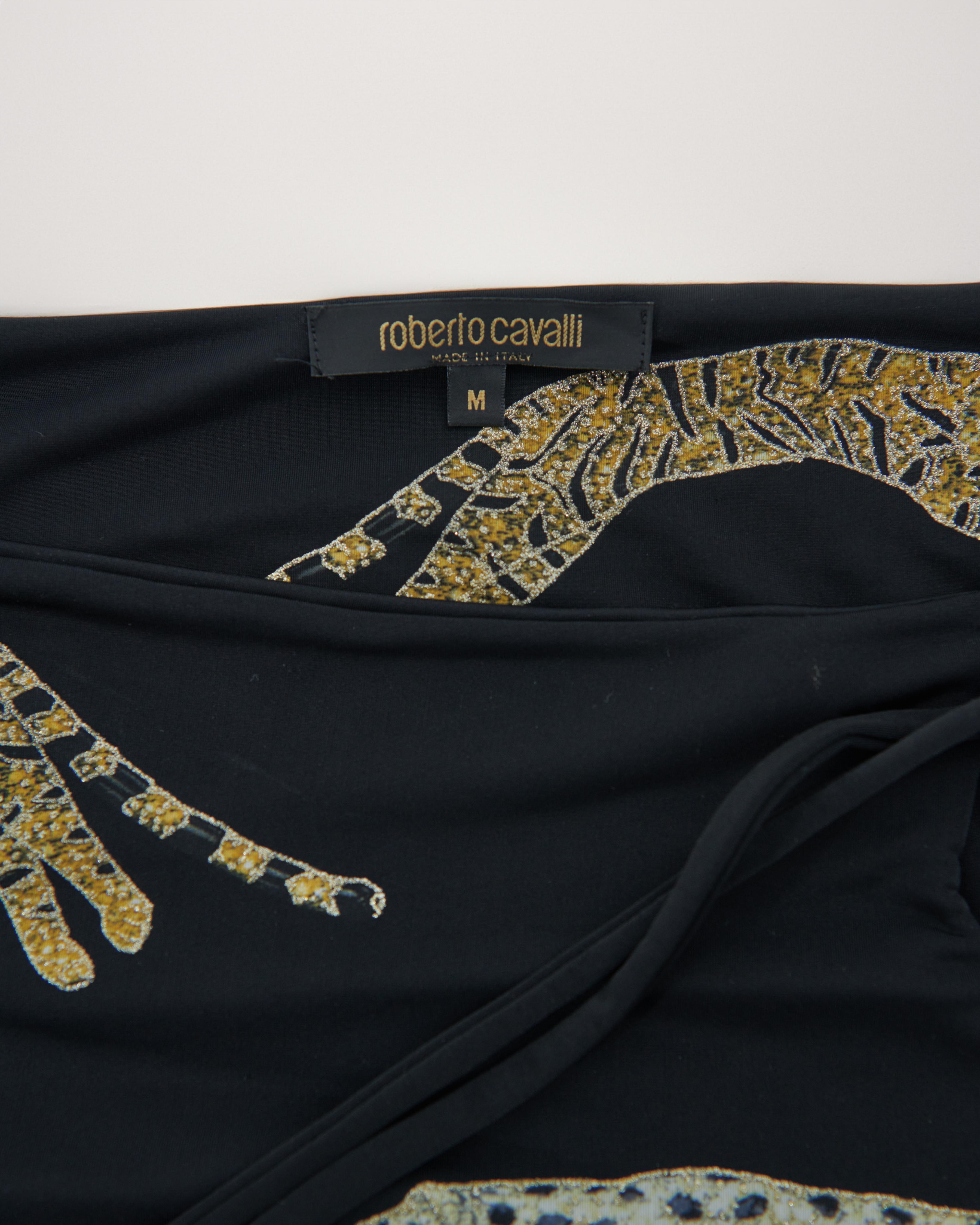 Roberto Cavalli F/W 2002 Black leopards and tigers print pants set For Sale 3