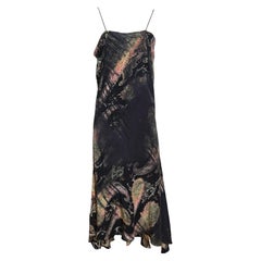 Roberto Cavalli F/W 2002 Black Paisley-Print Bias-Cut Slip Maxi Dress