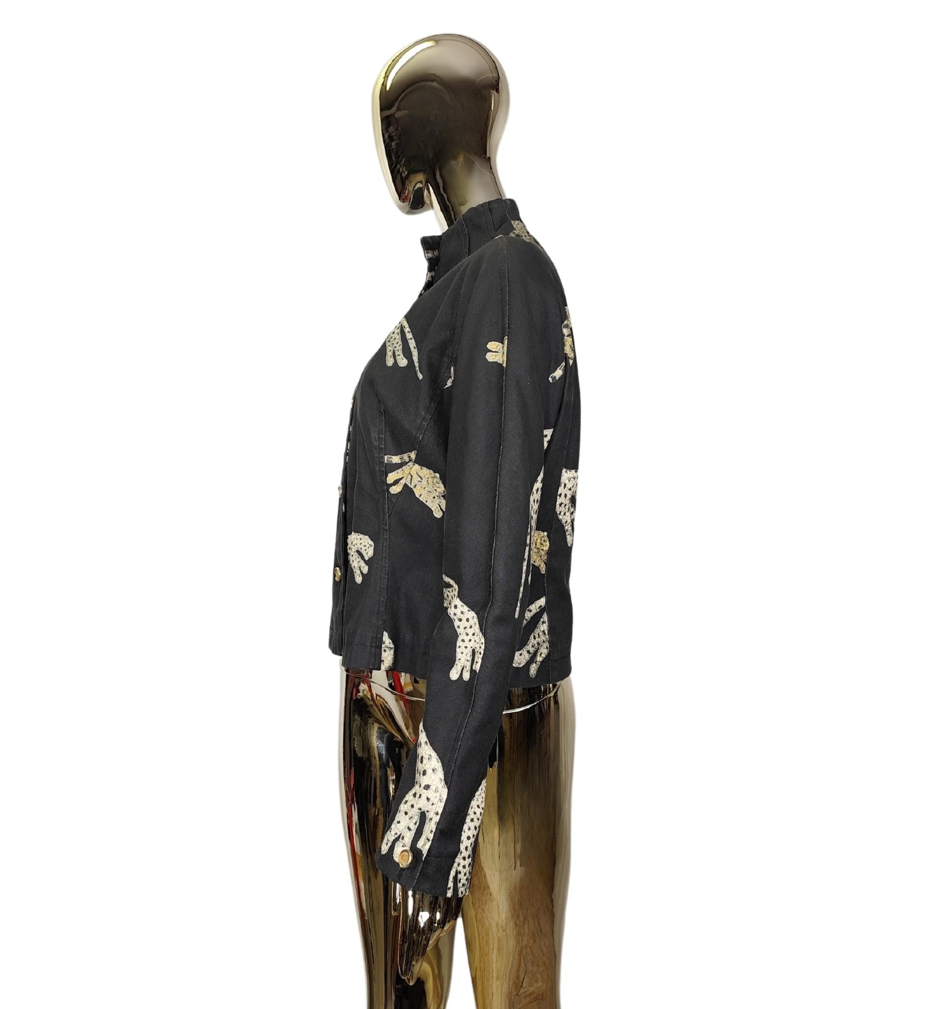 Donna Roberto Cavalli A/I 2002 giacca in denim con stampa ghepardo e tigre in vendita