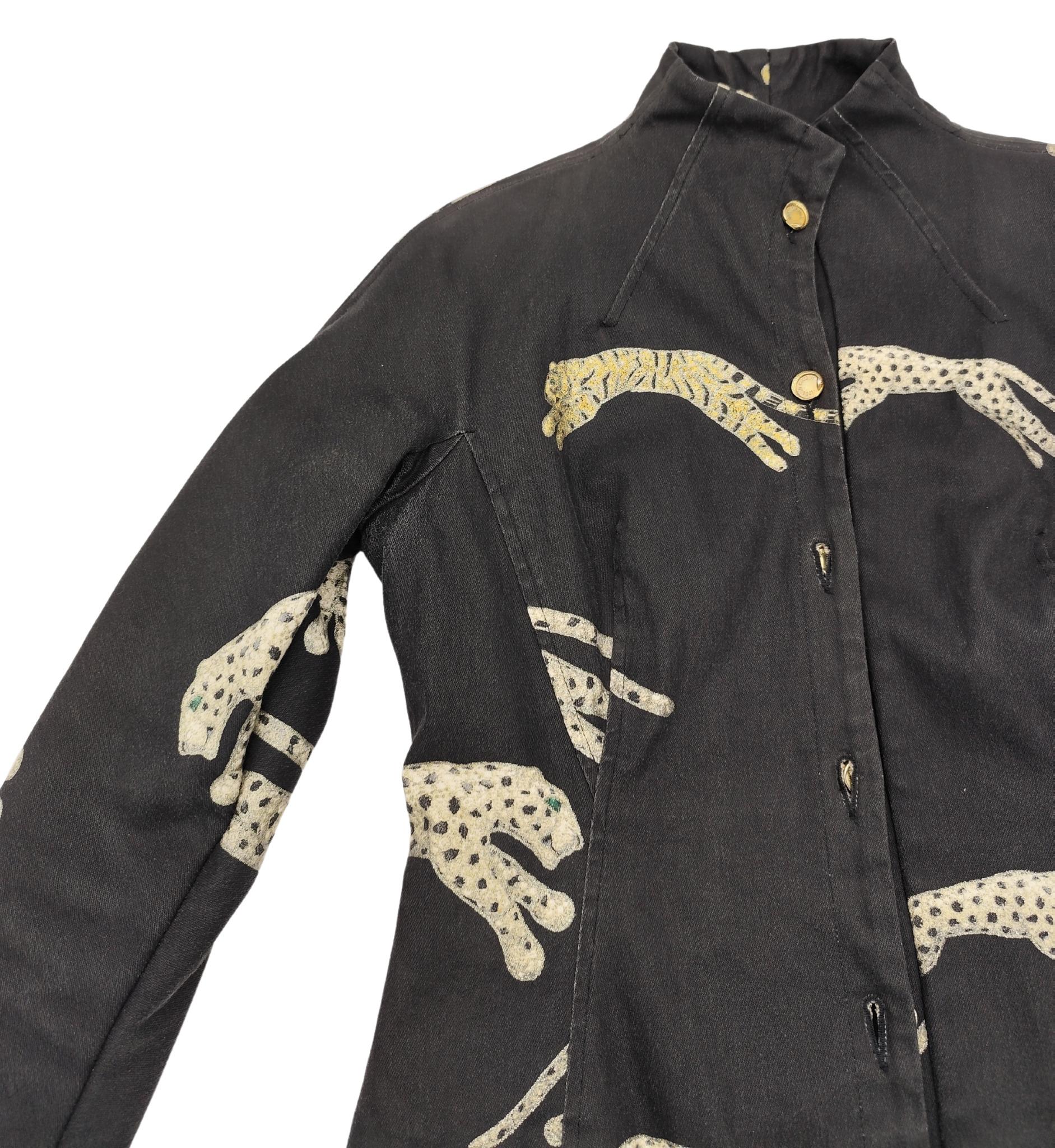 Roberto Cavalli A/I 2002 giacca in denim con stampa ghepardo e tigre in vendita 1