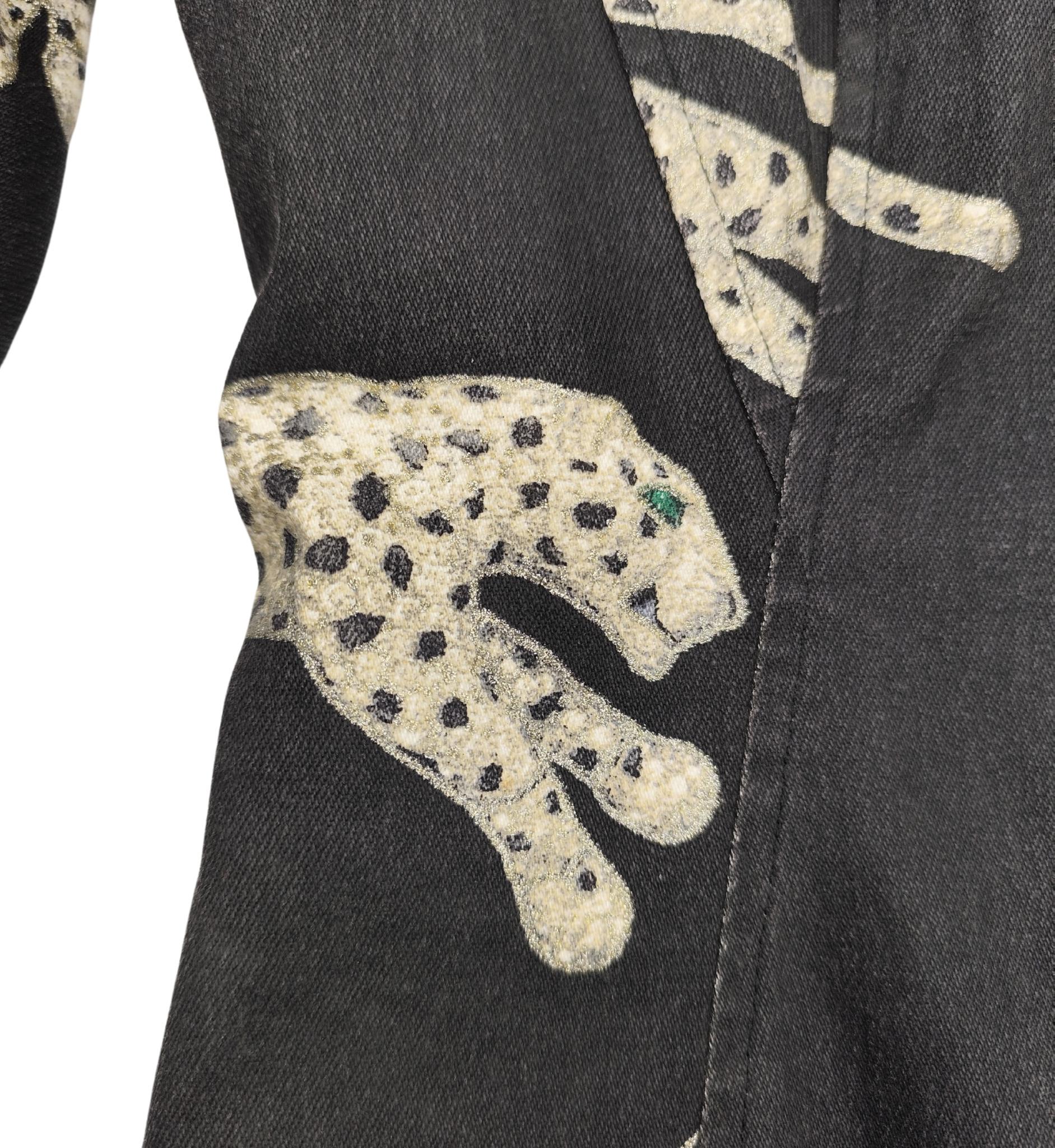 Roberto Cavalli A/I 2002 giacca in denim con stampa ghepardo e tigre in vendita 2