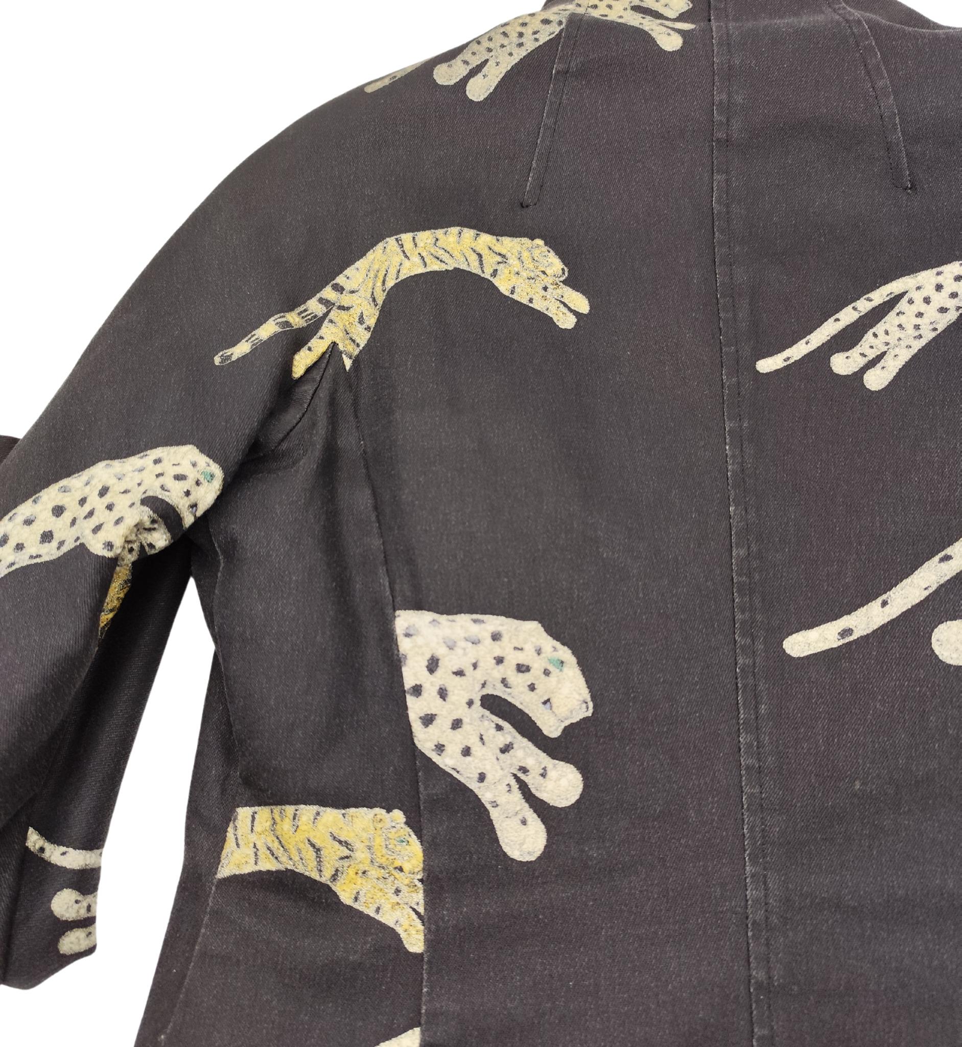 Roberto Cavalli A/I 2002 giacca in denim con stampa ghepardo e tigre in vendita 3