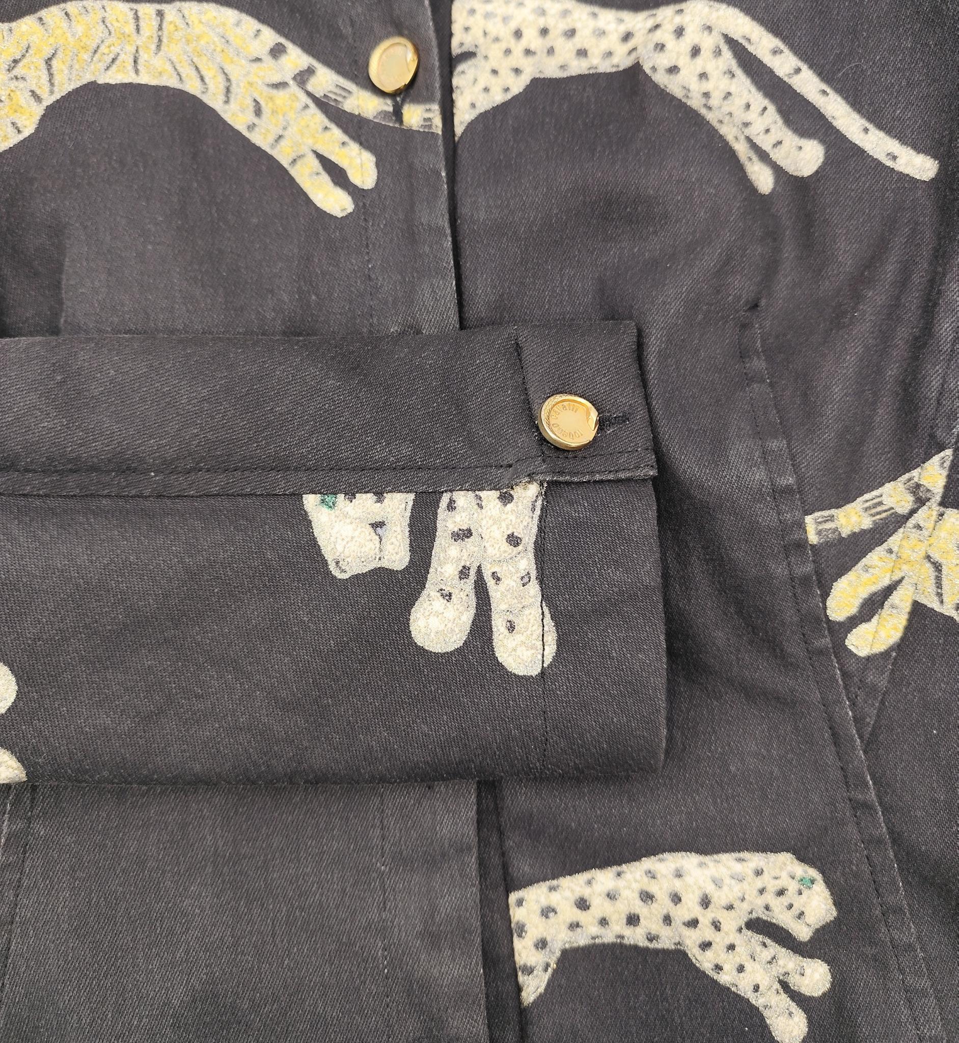 Roberto Cavalli A/I 2002 giacca in denim con stampa ghepardo e tigre in vendita 4