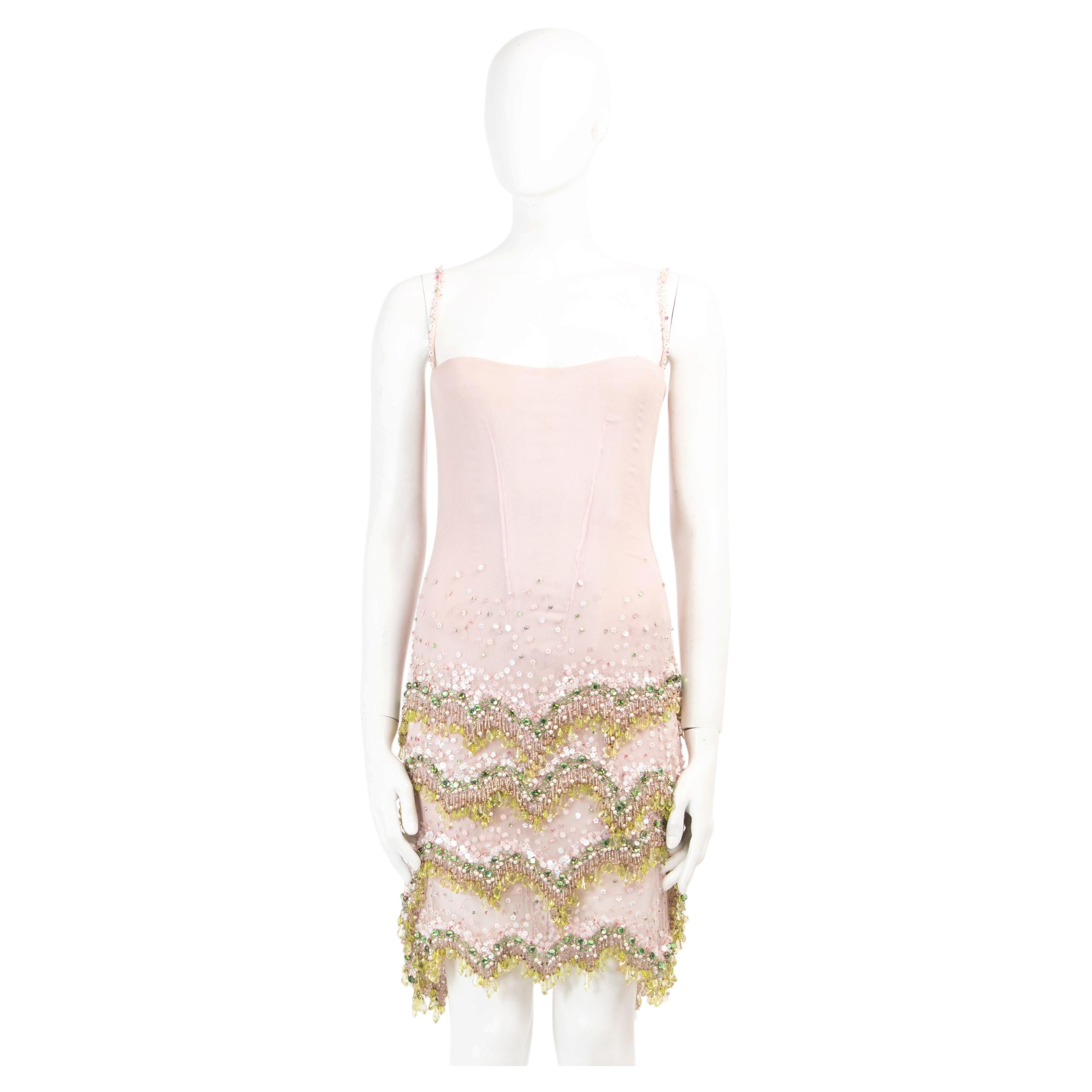 Roberto Cavalli F/W 2002 Embellished Beaded Slip Dress