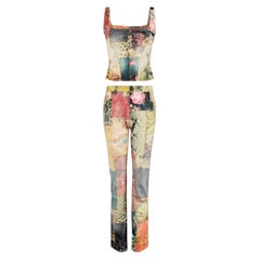 Roberto Cavalli F/W 2002 Multicolour Patchwork Top & Bottom Set