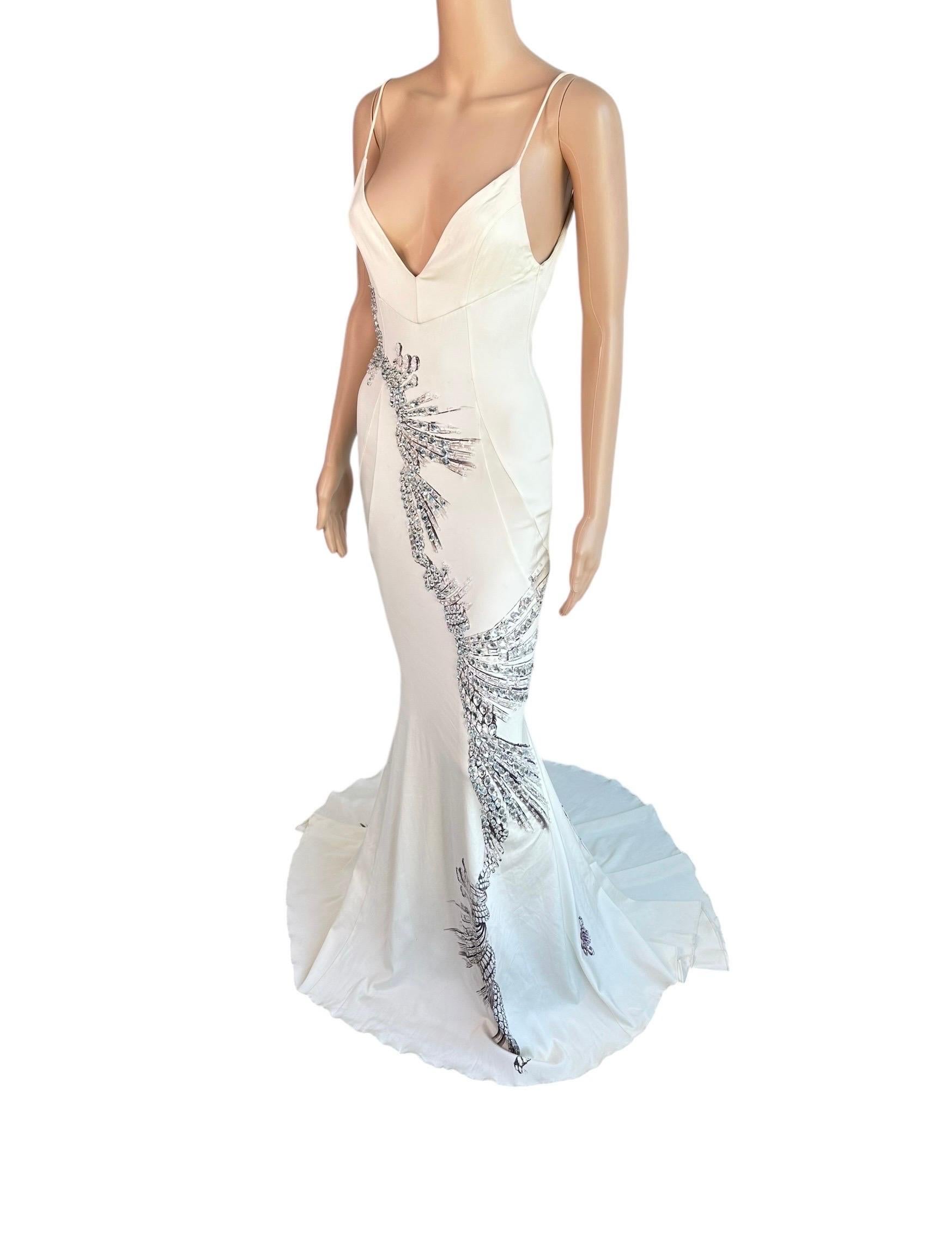 Roberto Cavalli F/W 2002 Runway Crystal Embellished Train Evening Dress Gown 6