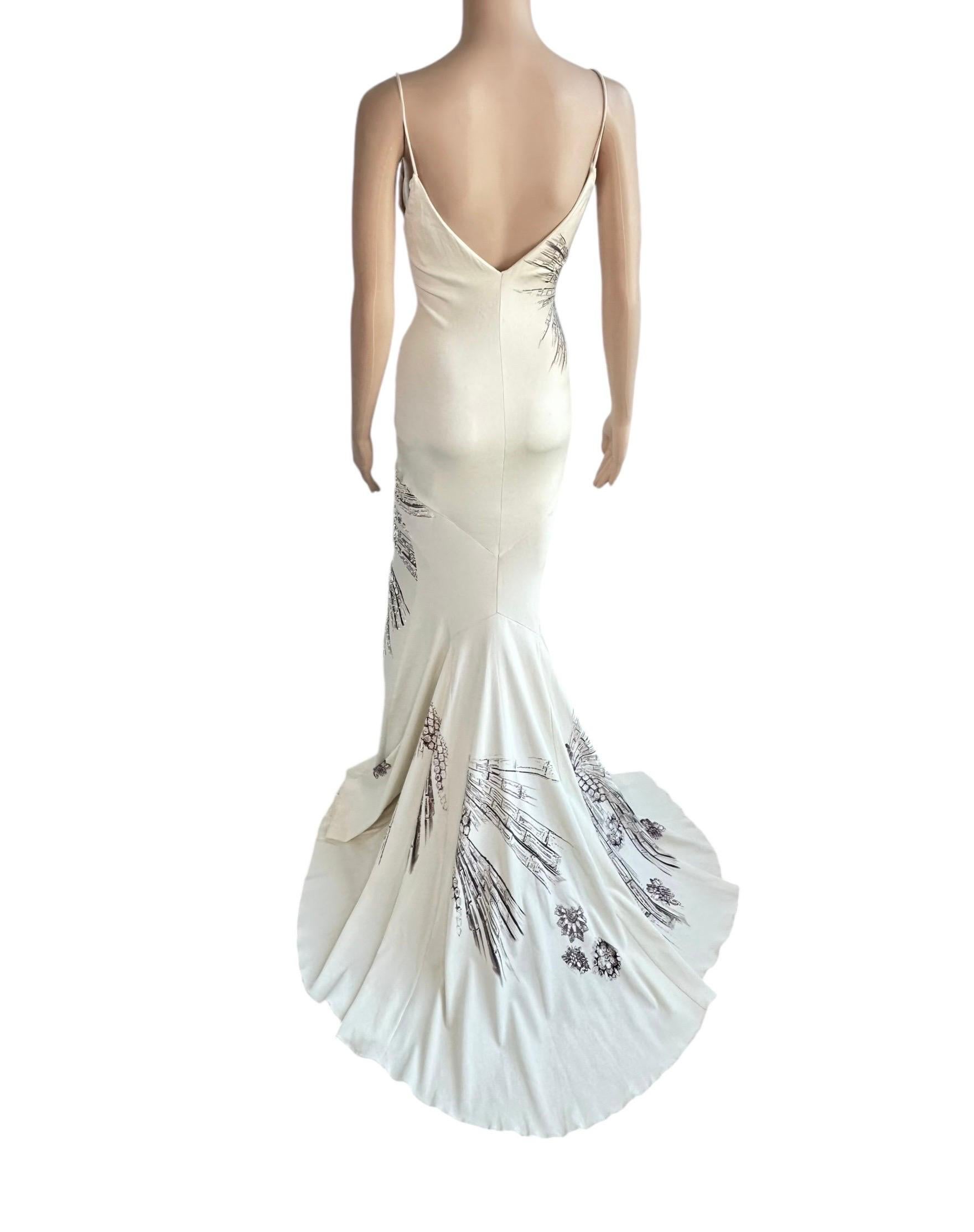 Roberto Cavalli F/W 2002 Runway Crystal Embellished Train Evening Dress Gown 8