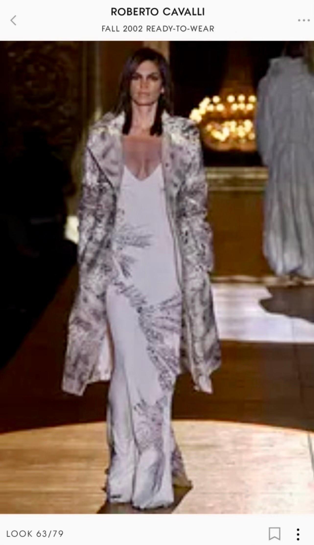 Roberto Cavalli F/W 2002 Runway Crystal Embellished Train Evening Dress Gown 10